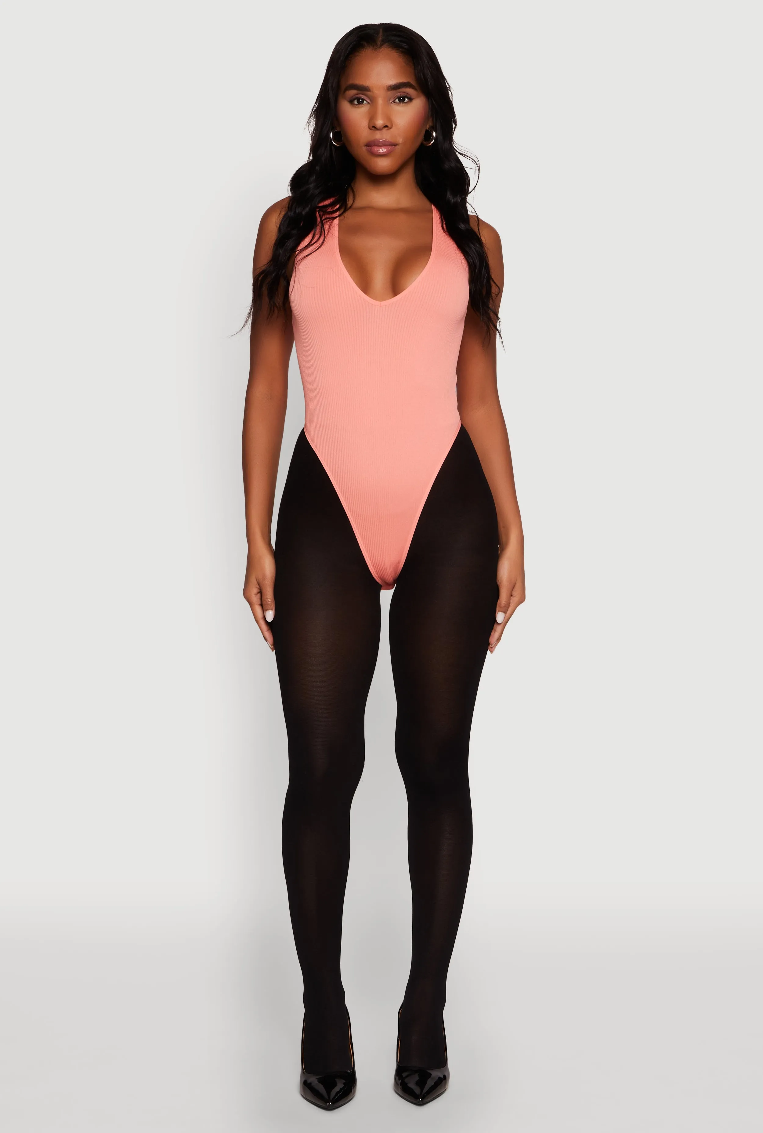 Seamless V Neck Thong Bodysuit sold by Rainbow