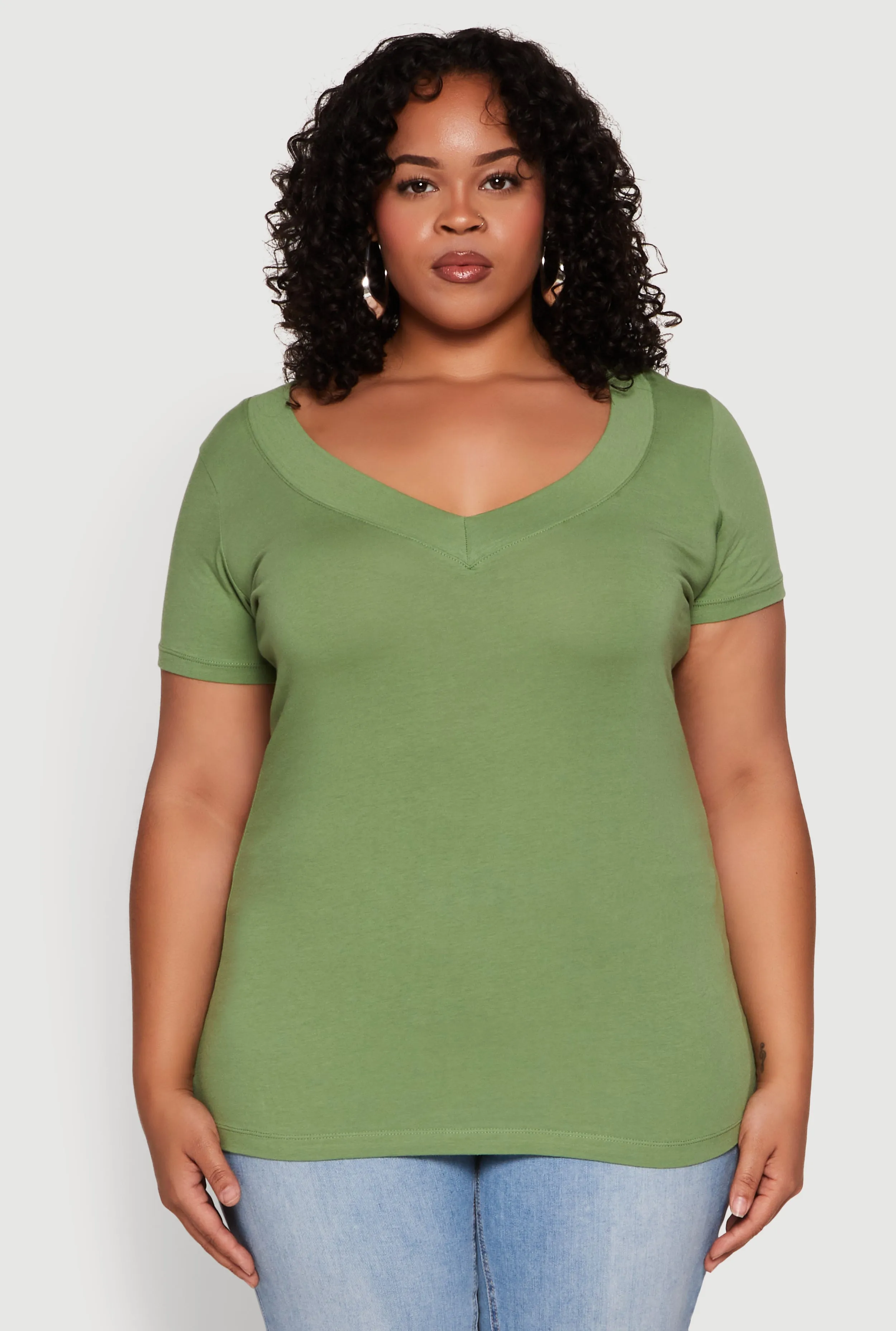 Plus Size V Neck Short Sleeve Tee sold by Rainbow product image thumbnail 2