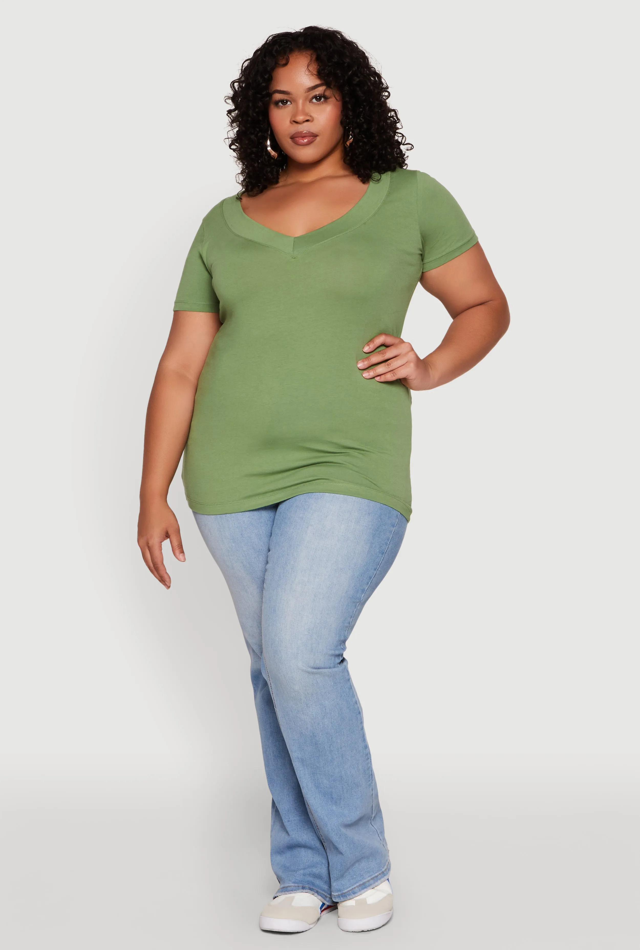 Plus Size V Neck Short Sleeve Tee sold by Rainbow product image thumbnail 3