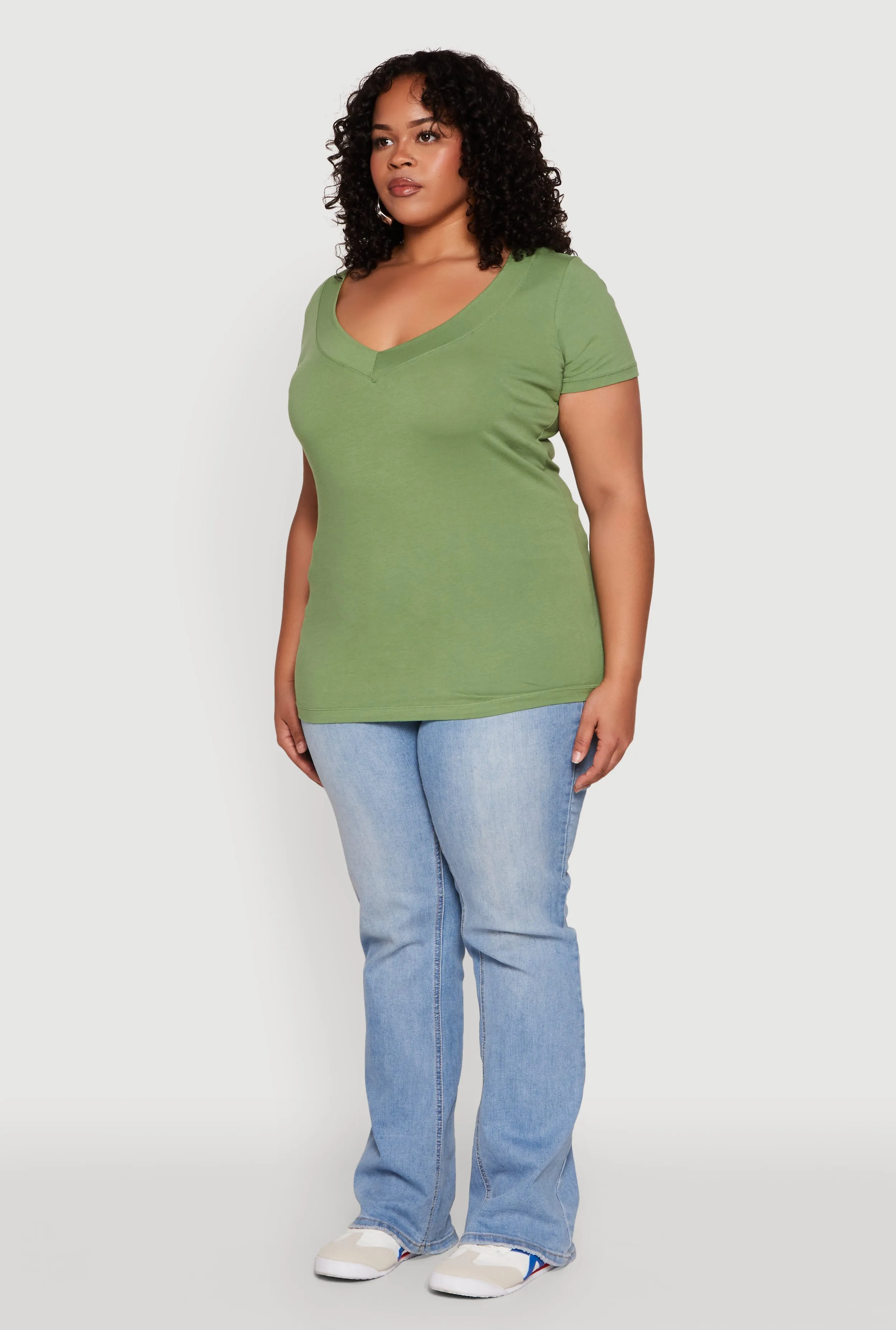 Plus Size V Neck Short Sleeve Tee sold by Rainbow product image thumbnail 5