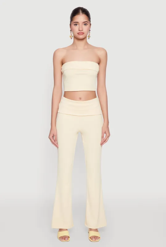 Haute Monde Fold Over Waist Wide Leg Pants sold by Rainbow