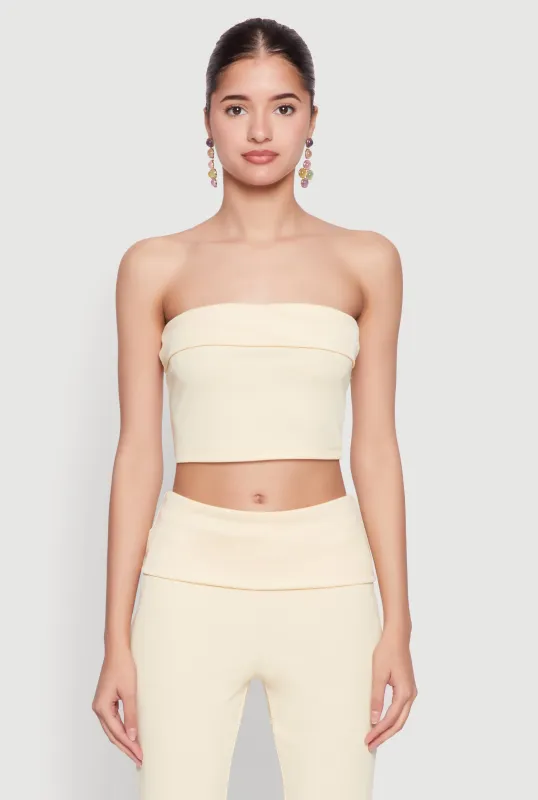 Haute Monde Cropped Fold Over Tube Top sold by Rainbow