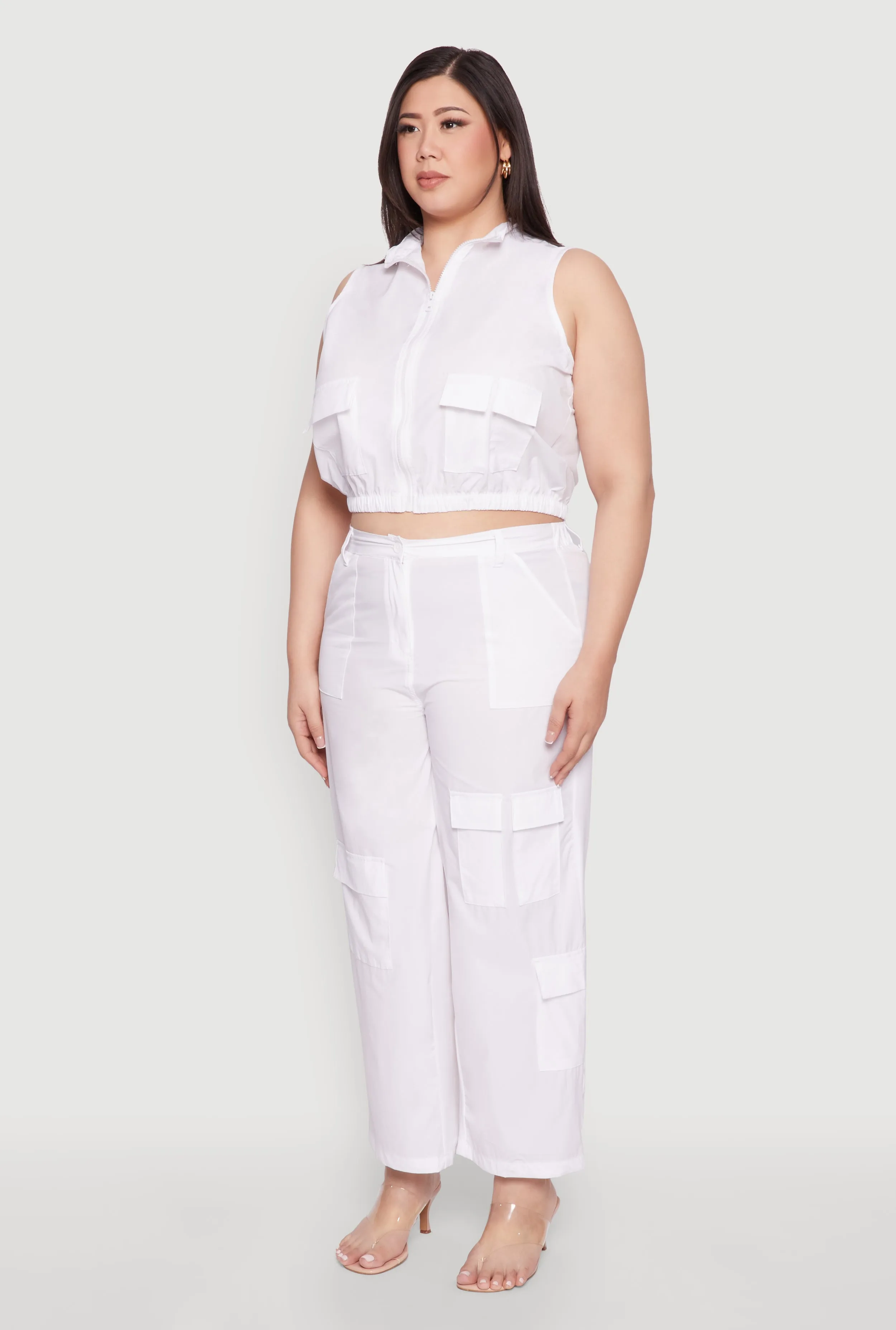 Plus Size Sleeveless Utility Zip Front Top sold by Rainbow product image thumbnail 5