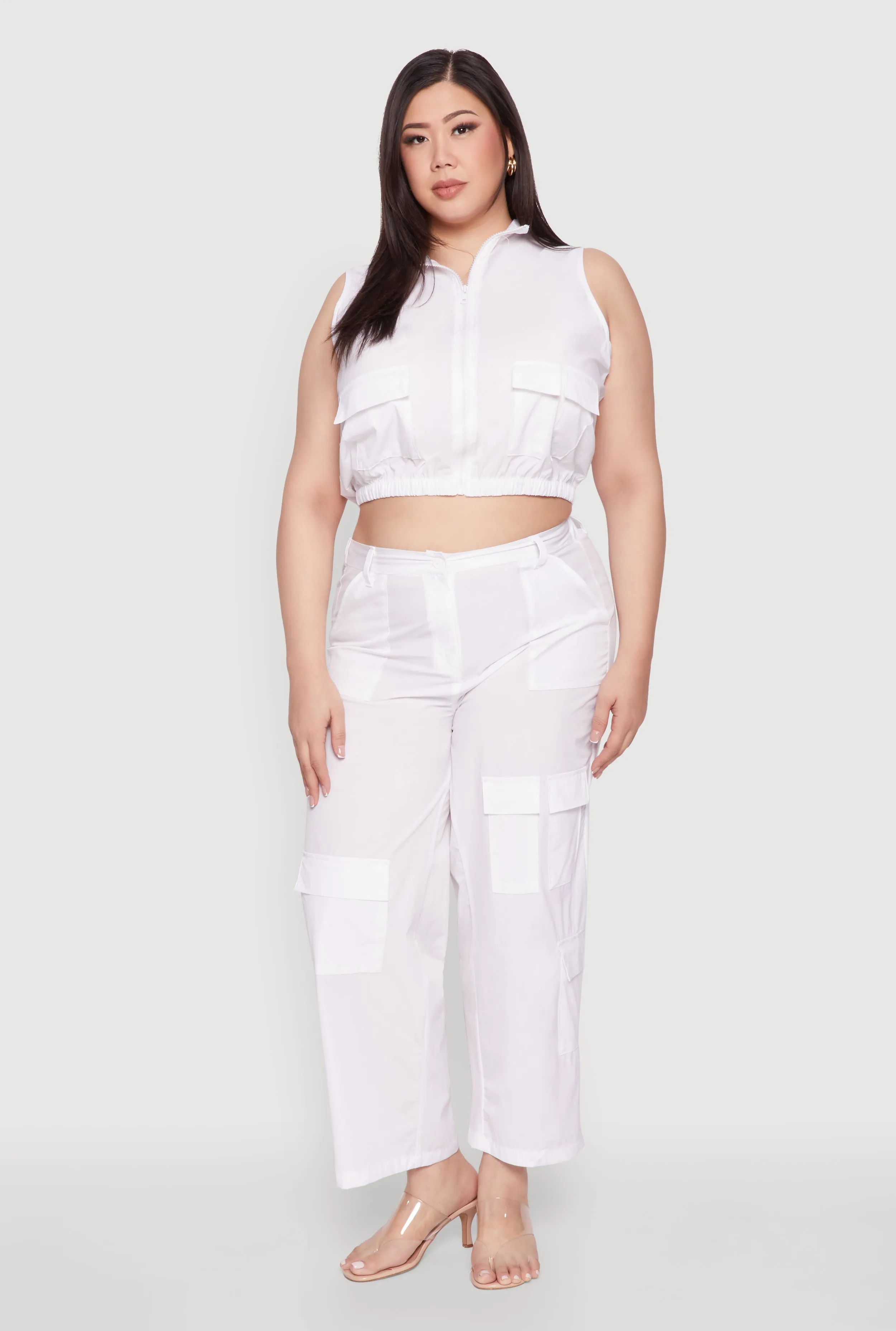 Plus Size Sleeveless Utility Zip Front Top sold by Rainbow product image thumbnail 3