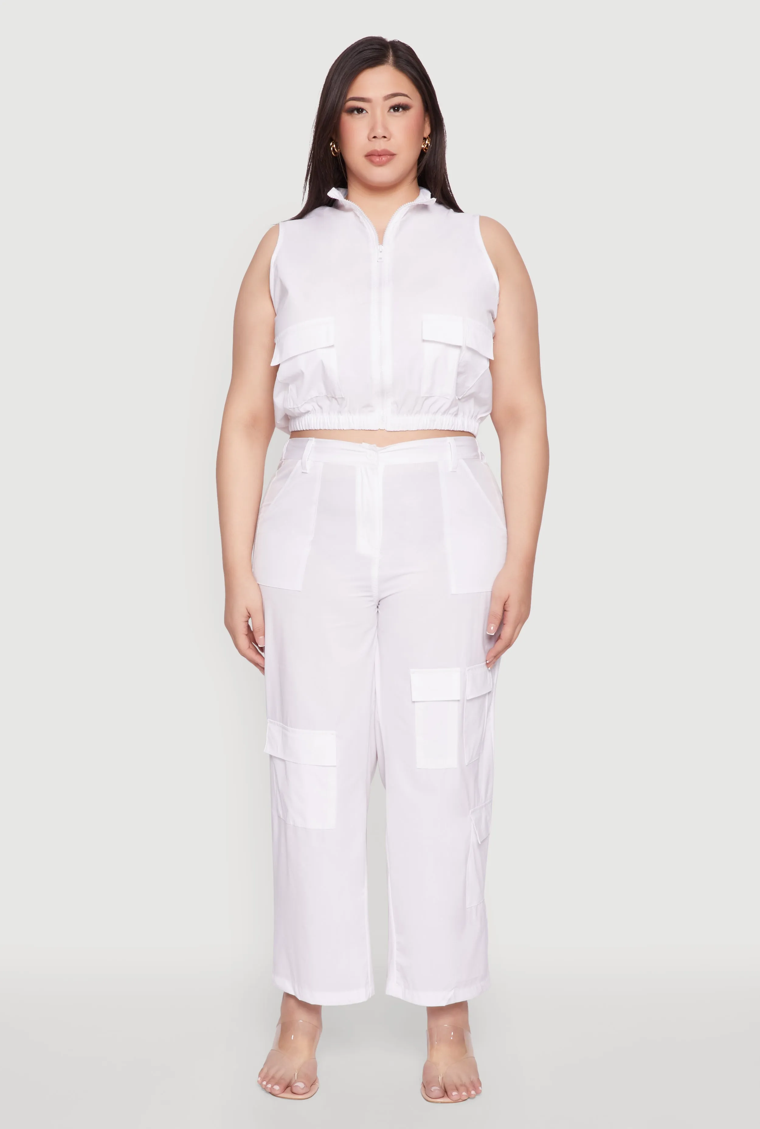 Plus Size Sleeveless Utility Zip Front Top sold by Rainbow product image thumbnail 2