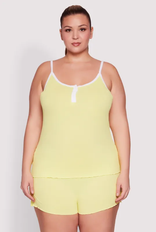Plus Size Lettuce Edge Pajama Cami and Shorts sold by Rainbow