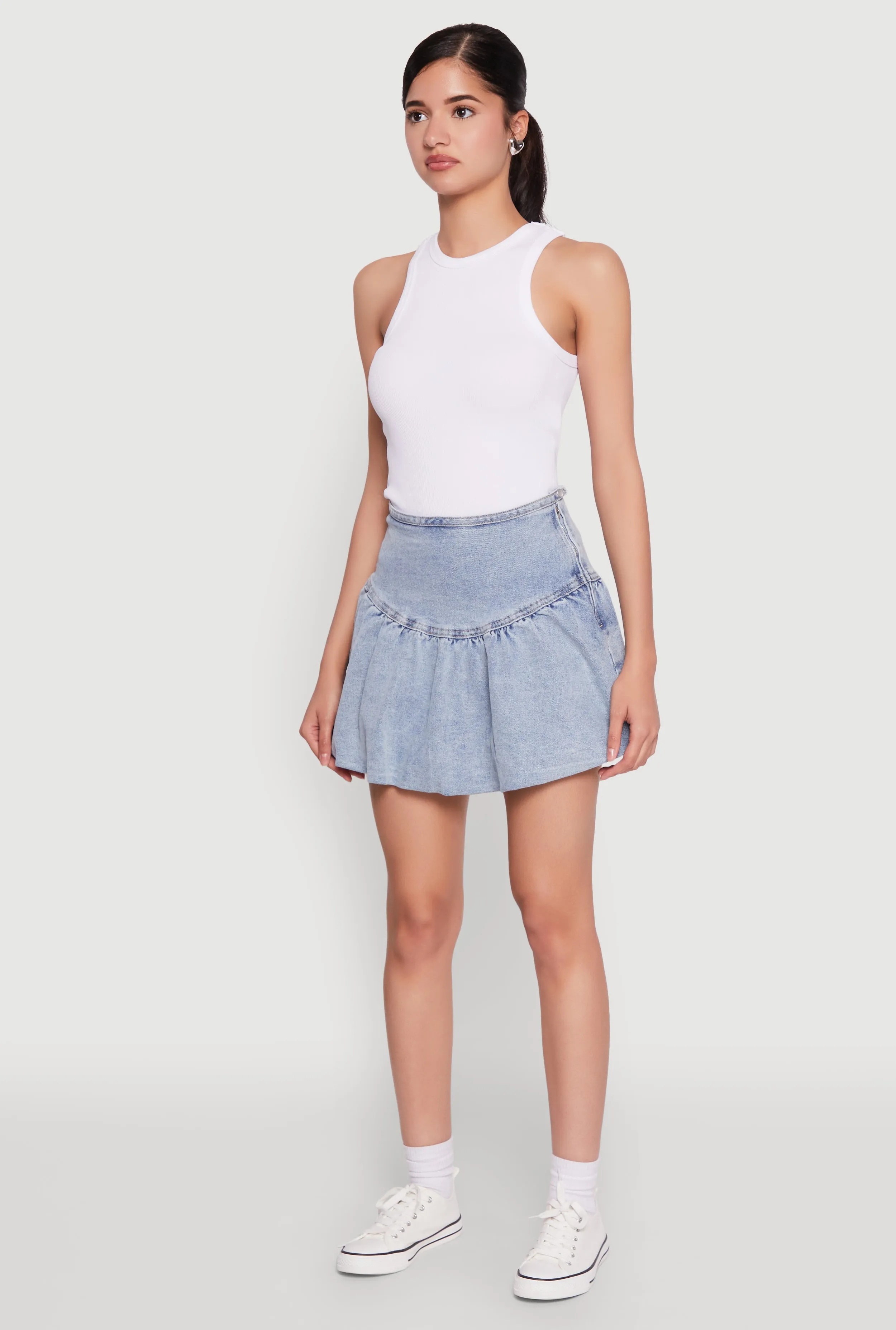 Almost Famous Denim High Waist Bubble Mini Skirt sold by Rainbow product image thumbnail 3