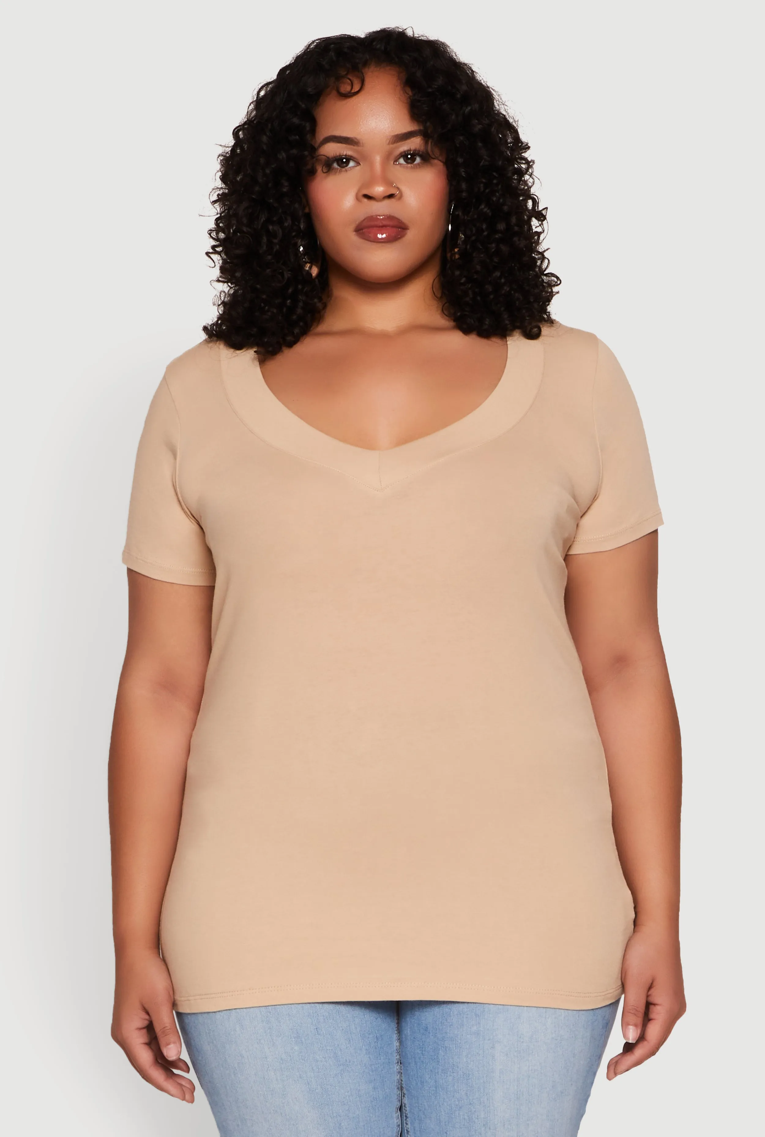 Plus Size V Neck Short Sleeve Tee sold by Rainbow product image thumbnail 2