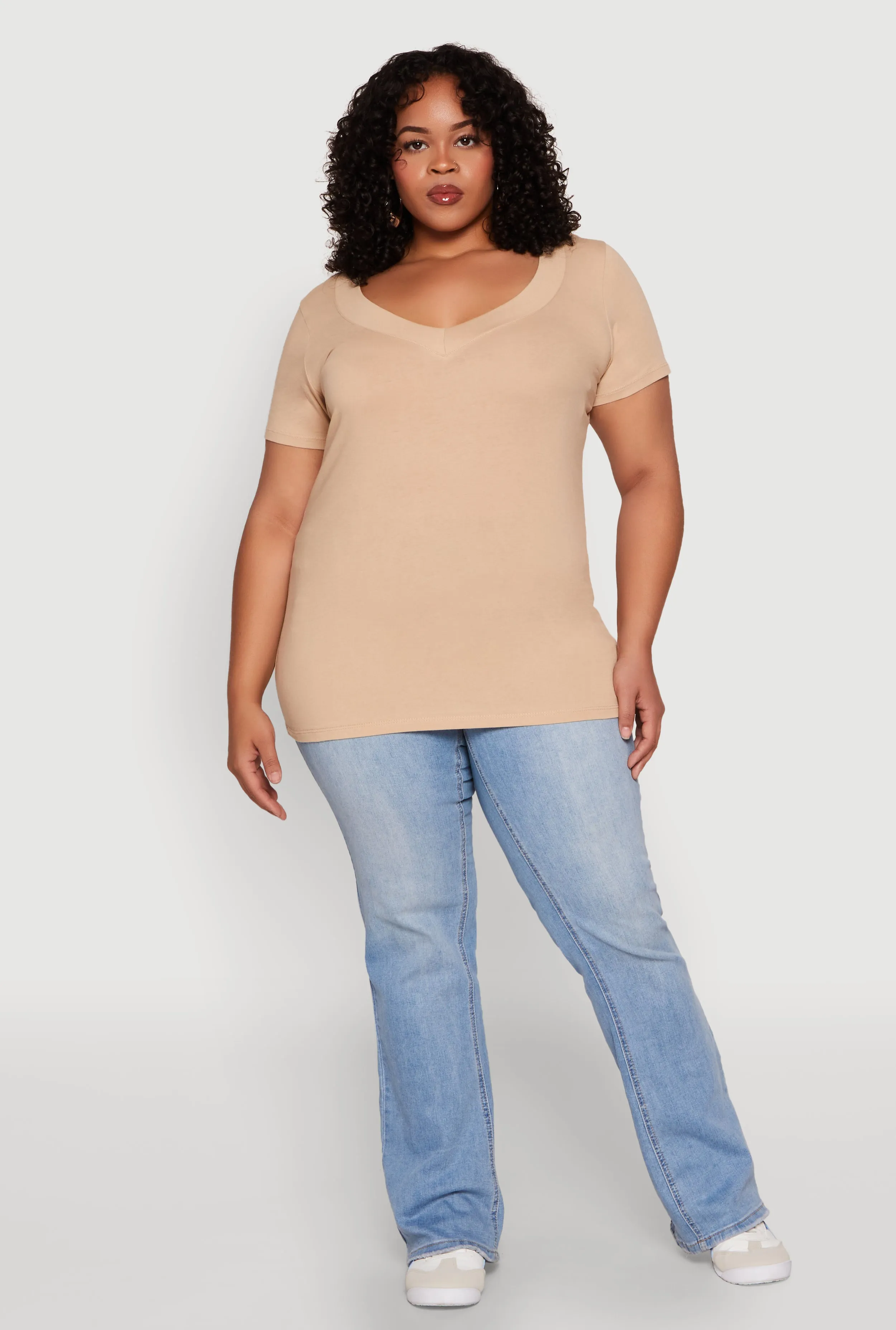 Plus Size V Neck Short Sleeve Tee sold by Rainbow product image thumbnail 3