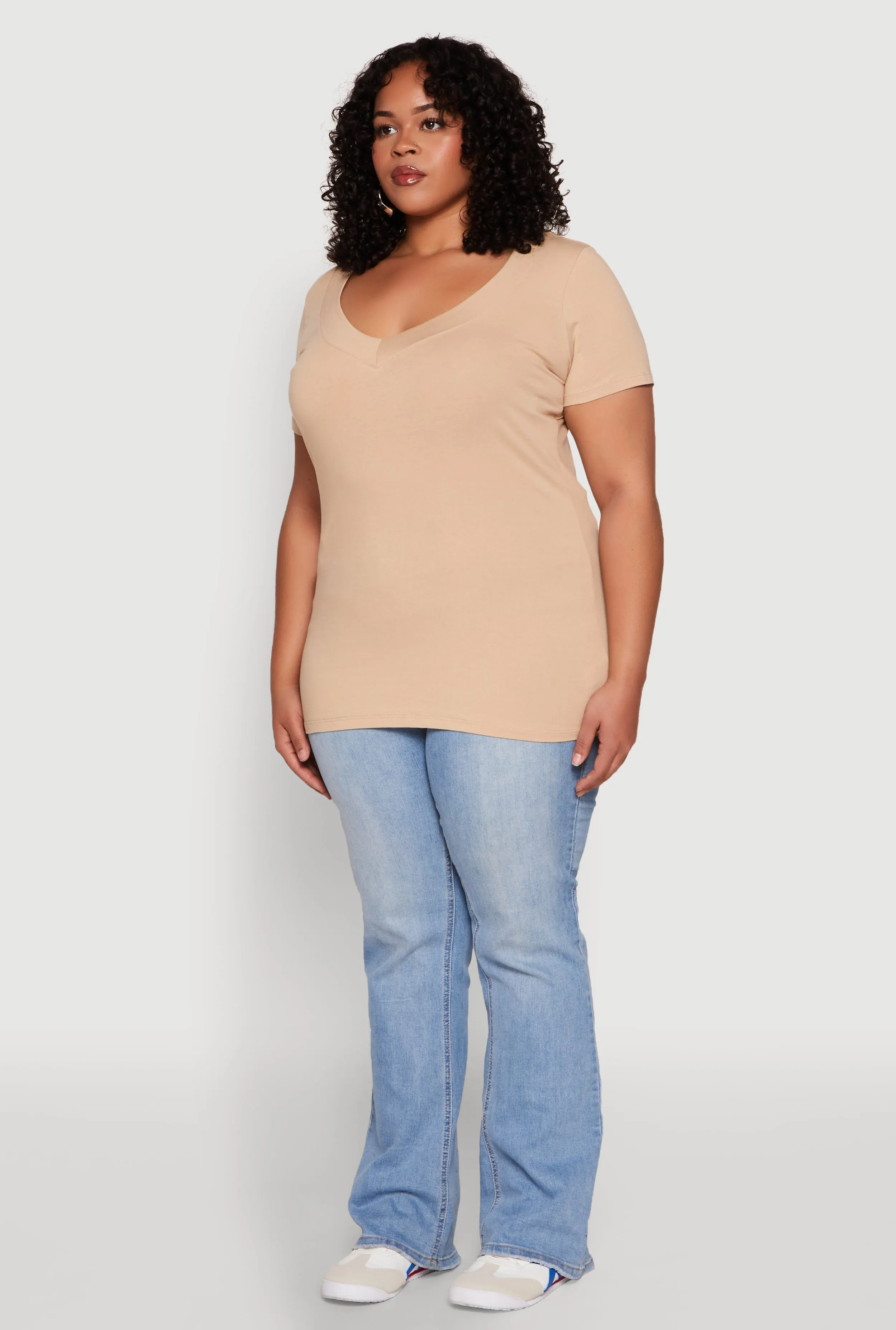 Plus Size V Neck Short Sleeve Tee sold by Rainbow product image thumbnail 5