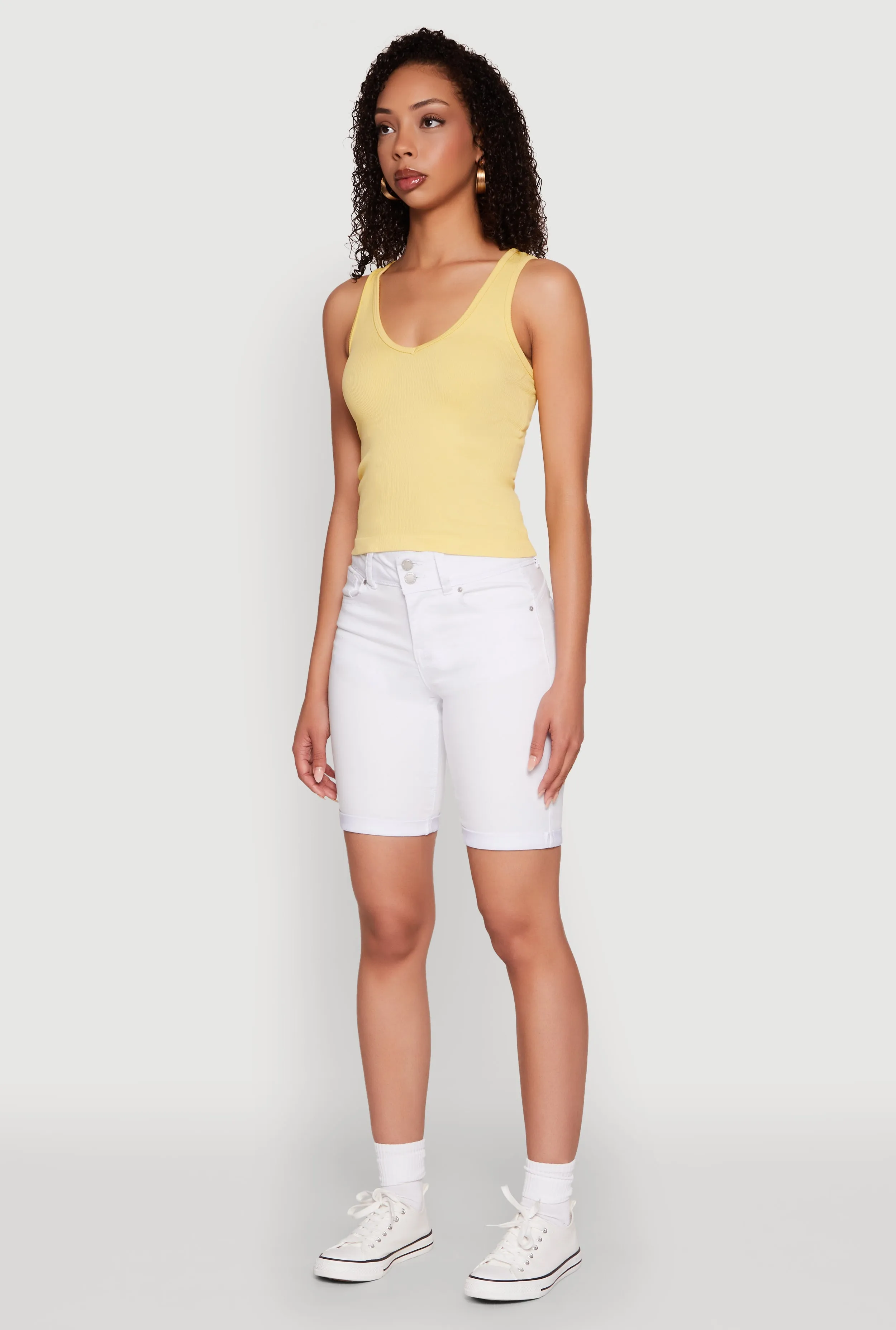 Seamless Ribbed Knit V Neck Tank Top sold by Rainbow product image thumbnail 5