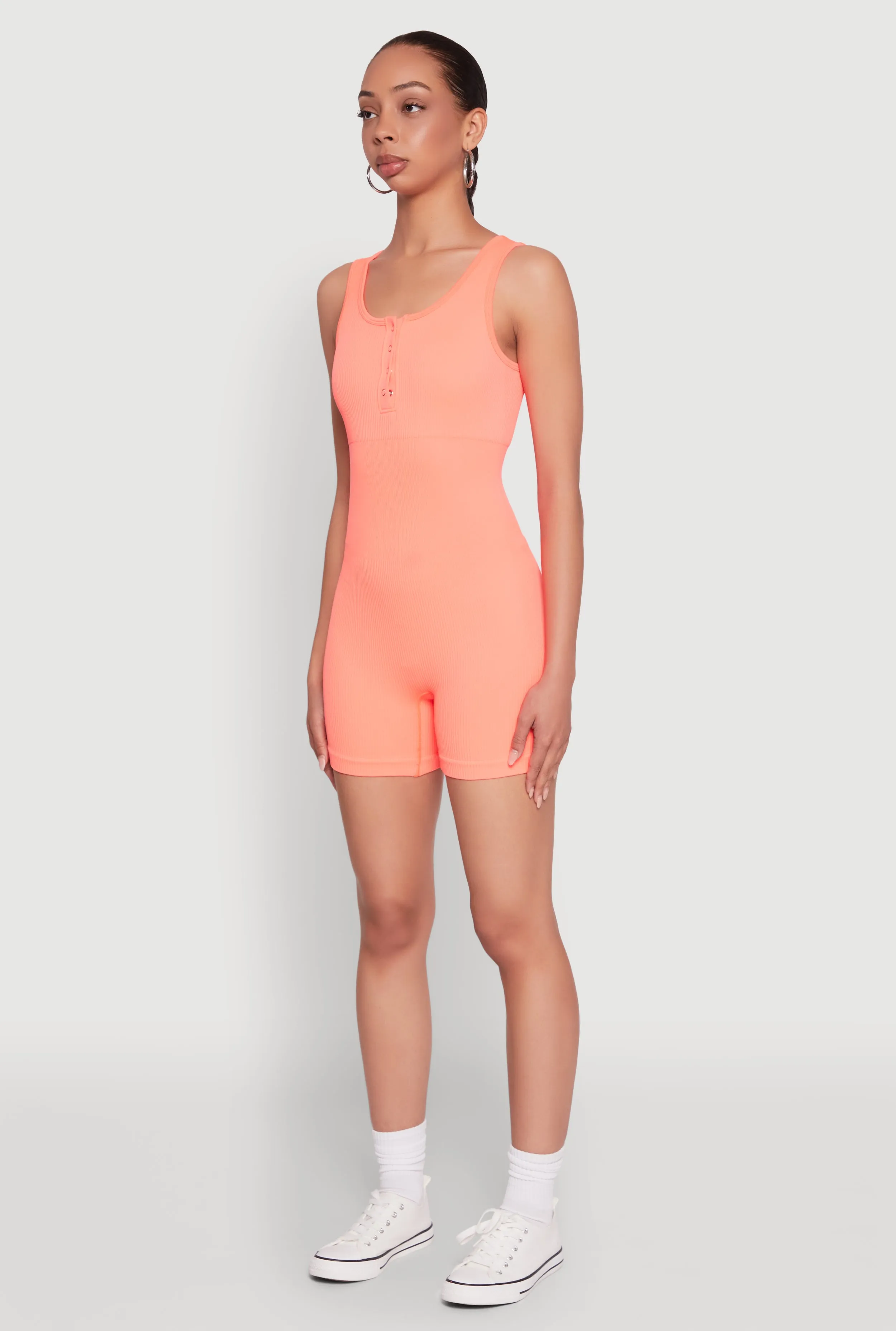 Seamless Snap Button Front Biker Romper sold by Rainbow product image thumbnail 3