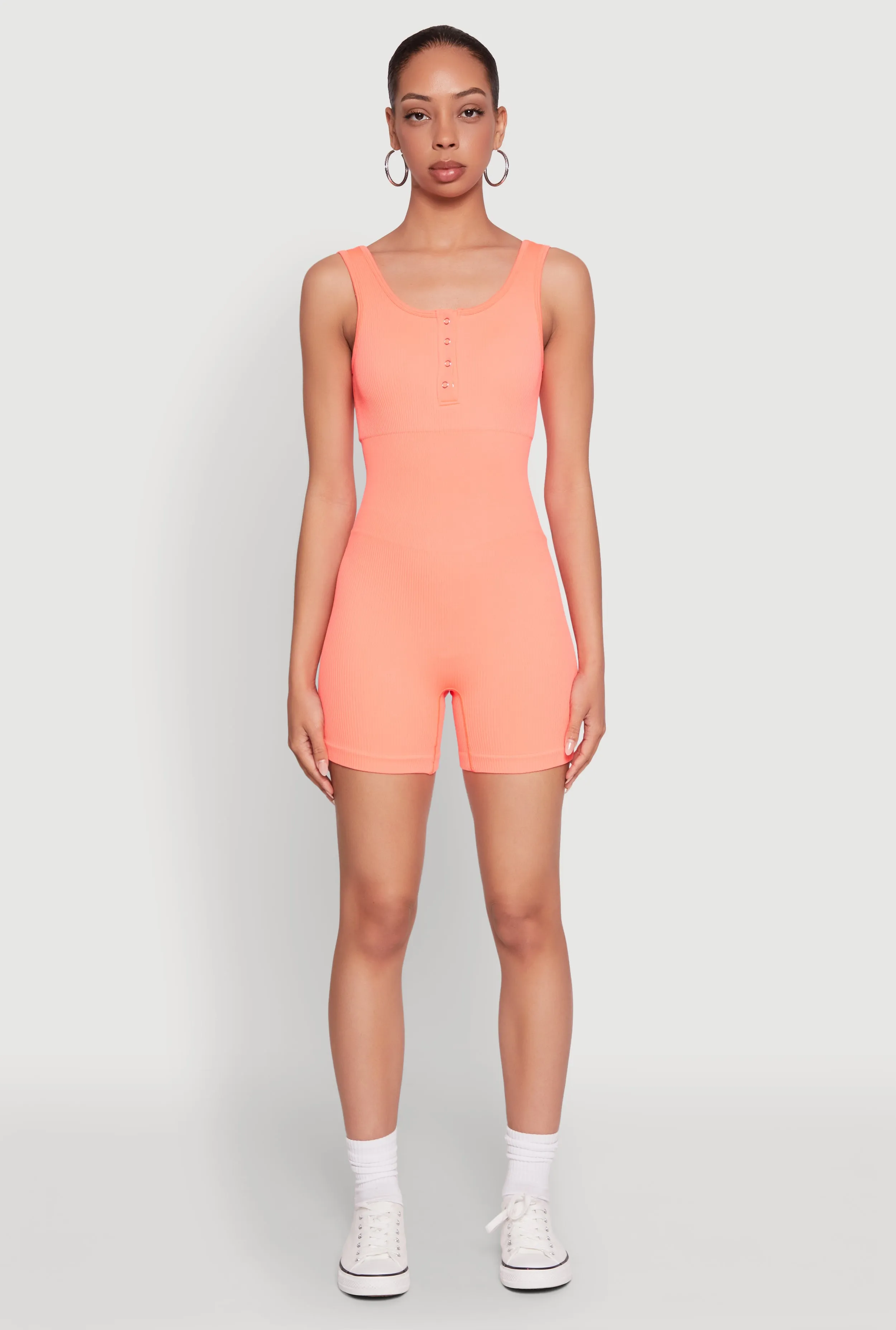 Seamless Snap Button Front Biker Romper sold by Rainbow
