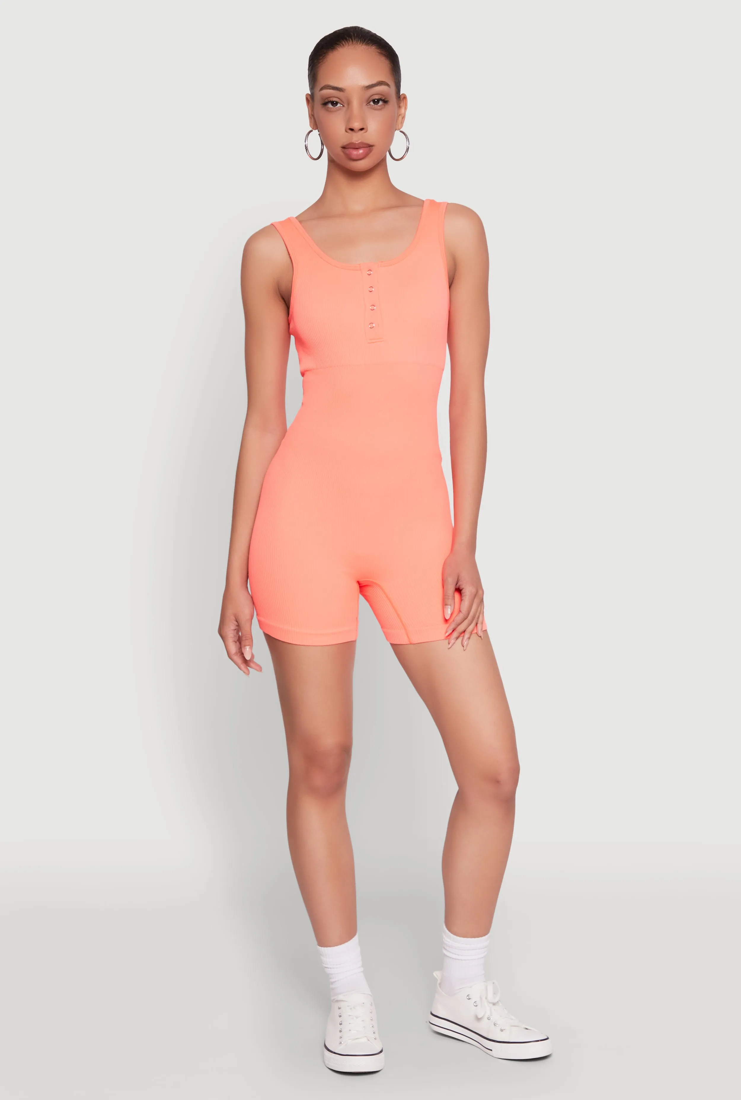 Seamless Snap Button Front Biker Romper sold by Rainbow product image thumbnail 2