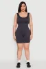 Plus Size Seamless Ribbed Corset Detail Biker Romper sold by Rainbow