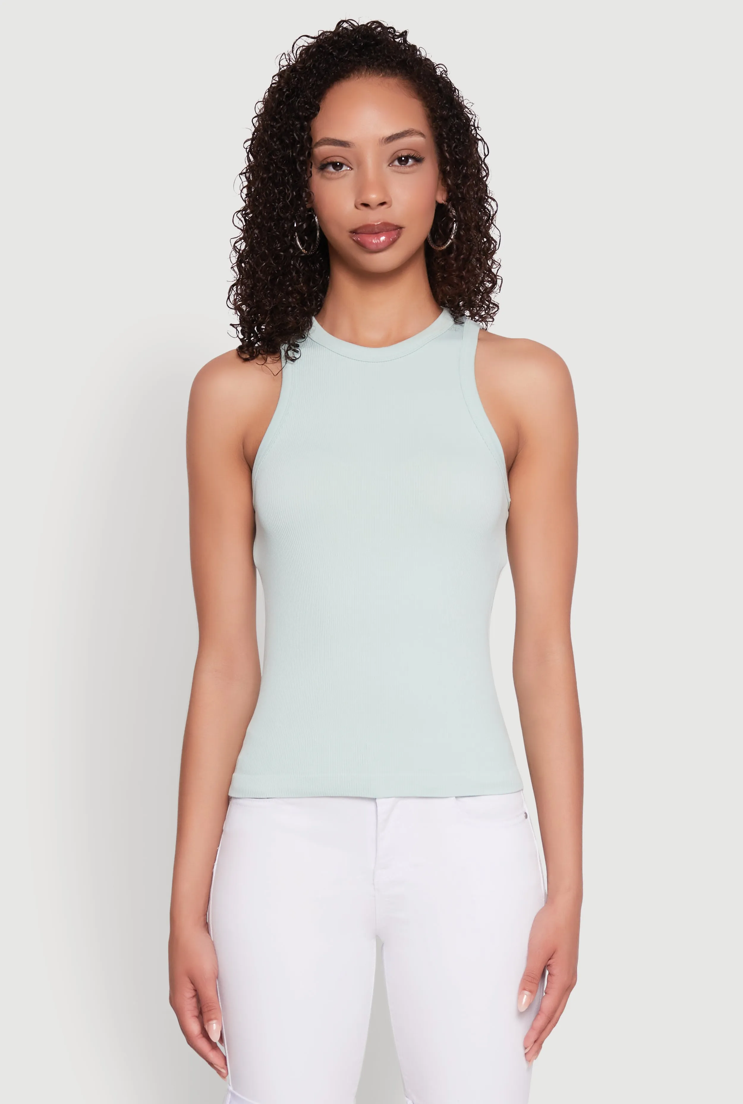 Seamless Rib Knit Crew Neck Tank Top sold by Rainbow product image thumbnail 2