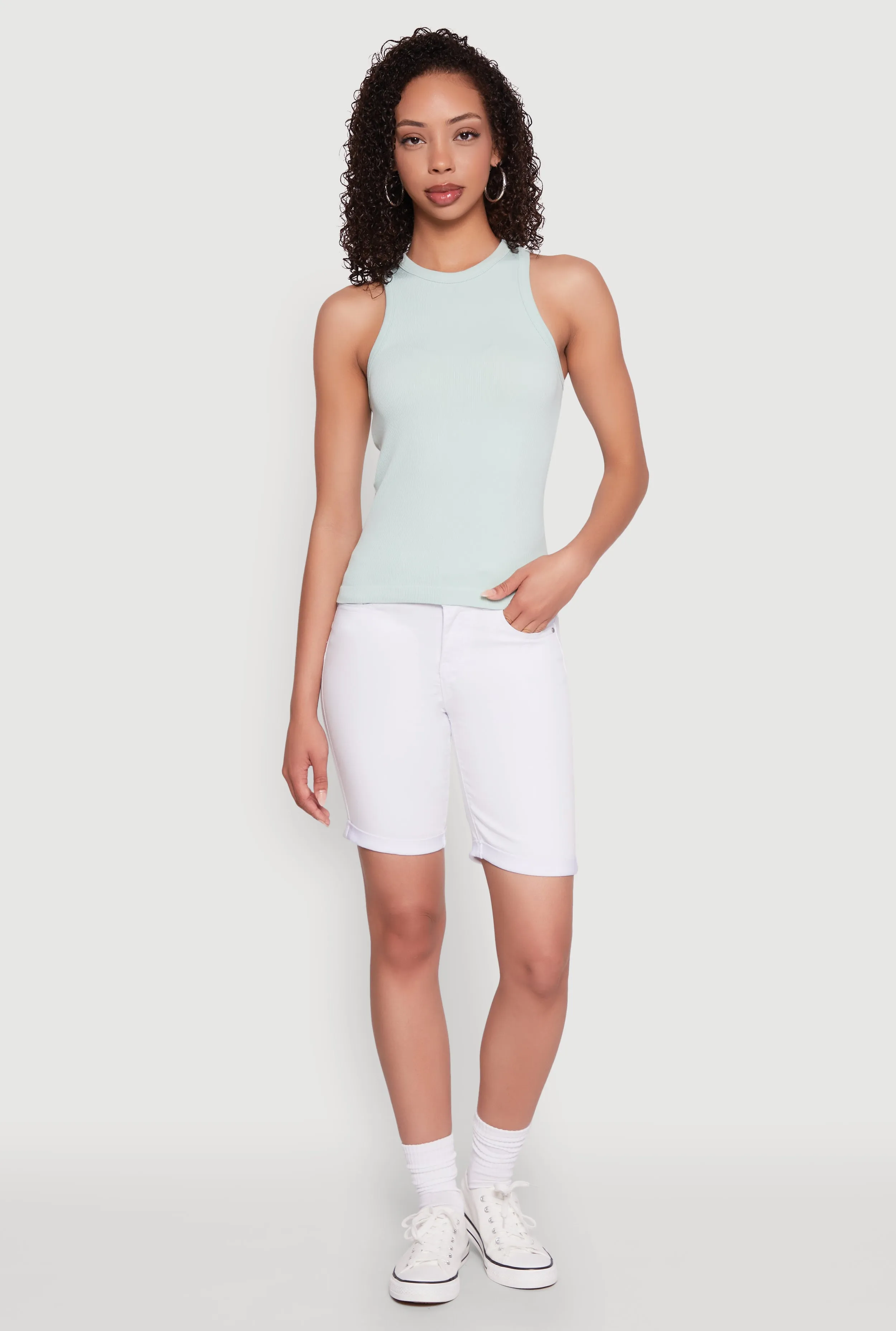 Seamless Rib Knit Crew Neck Tank Top sold by Rainbow