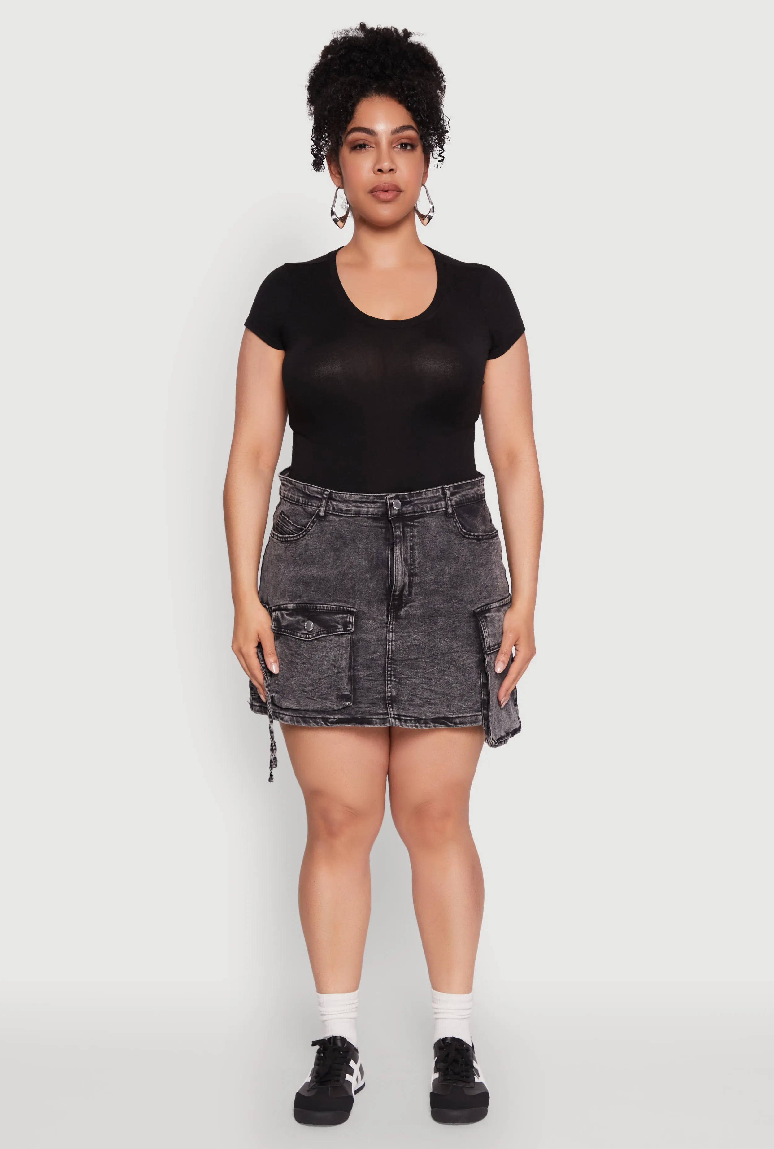 Plus Size Daisy Mineral Wash Denim Cargo Skirt sold by Rainbow product image thumbnail 2