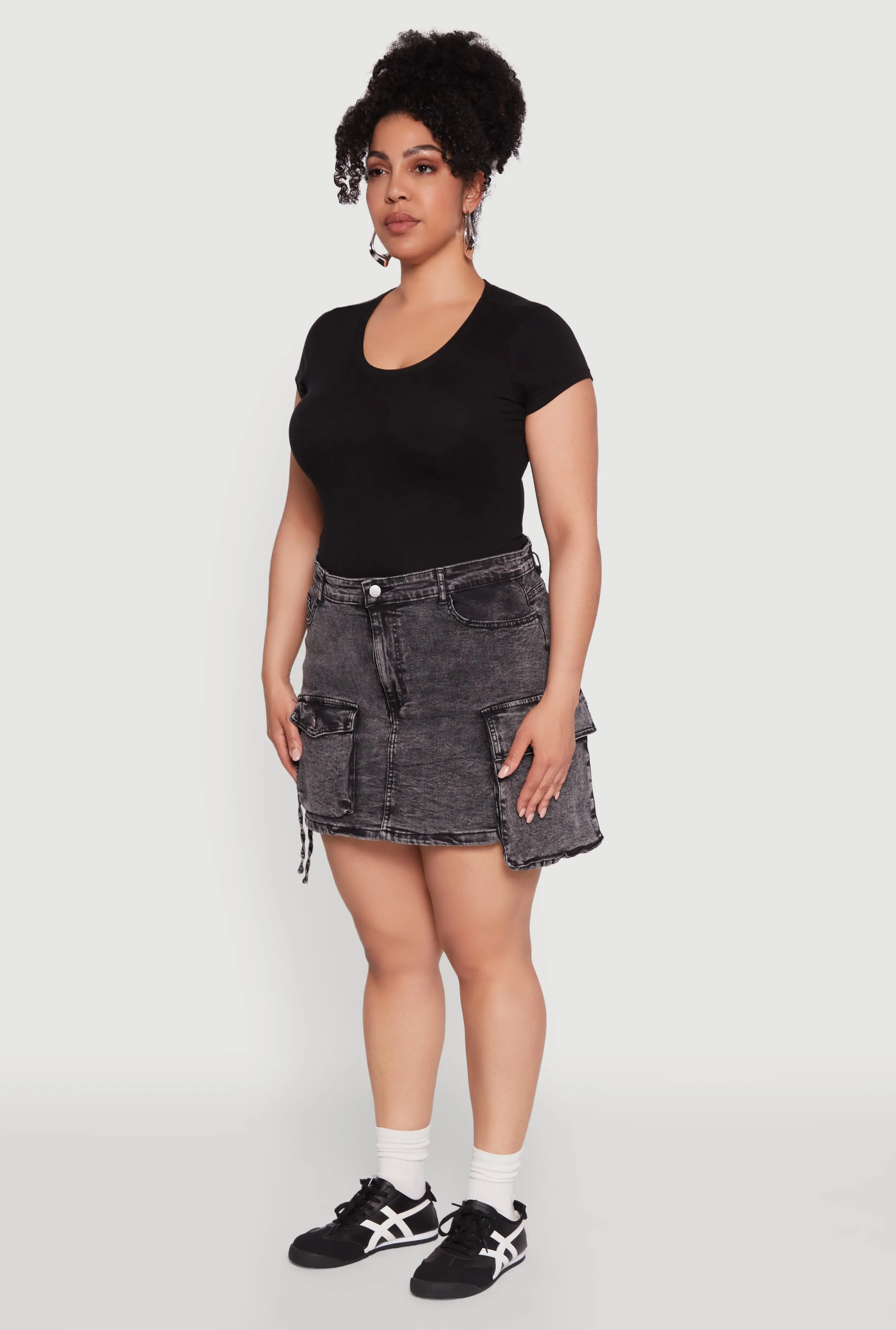 Plus Size Daisy Mineral Wash Denim Cargo Skirt sold by Rainbow product image thumbnail 3