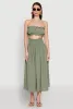 Airy Ruffled Button Front Tube Top sold by Rainbow