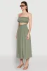 Airy Ruffled Button Front Tube Top sold by Rainbow