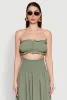 Airy Ruffled Button Front Tube Top sold by Rainbow