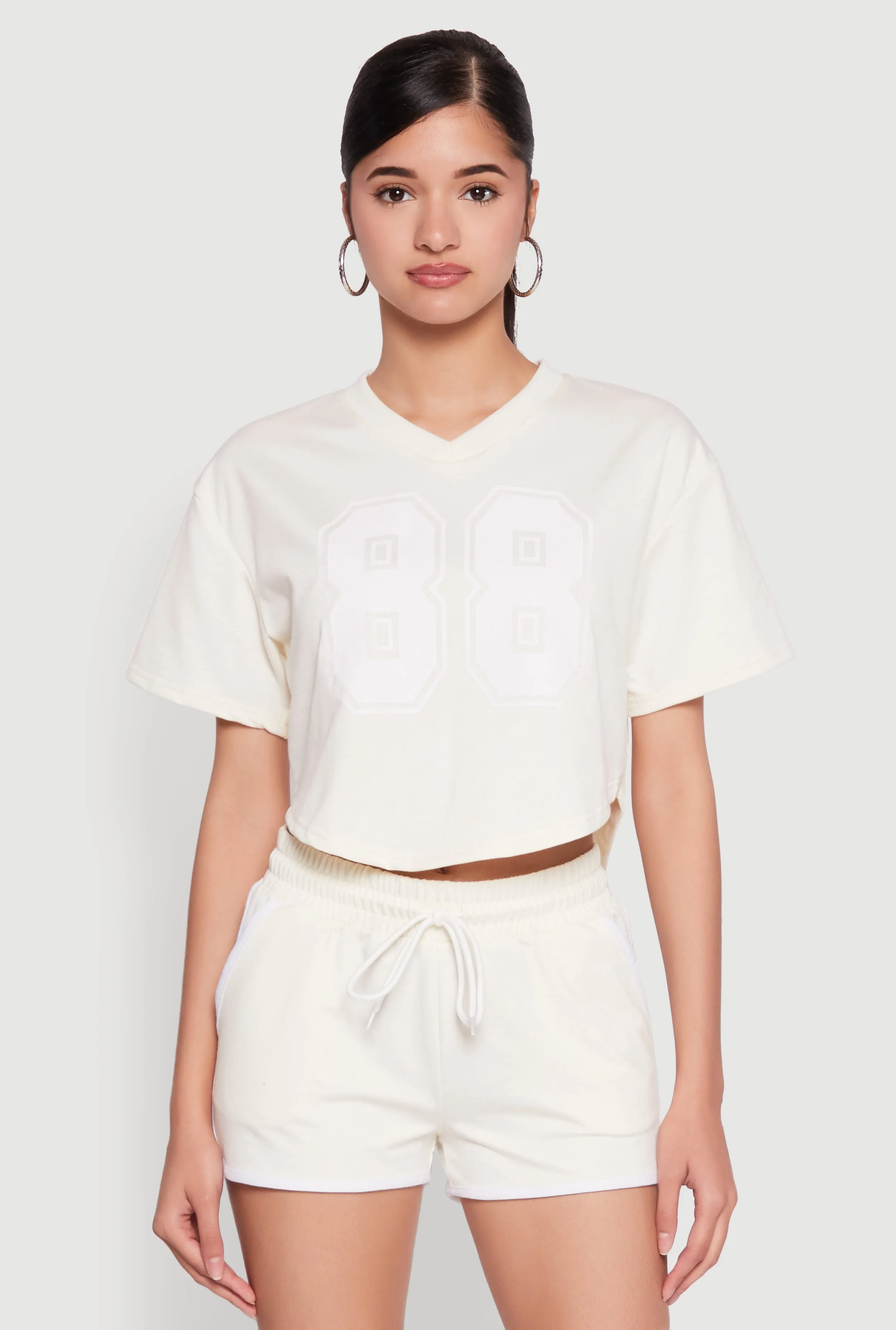 88 Graphic V Neck Crop Top sold by Rainbow product image thumbnail 2
