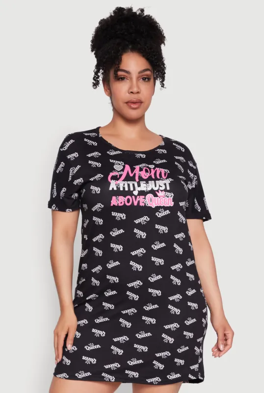Plus Size Above Queen Graphic Sleepshirt sold by Rainbow