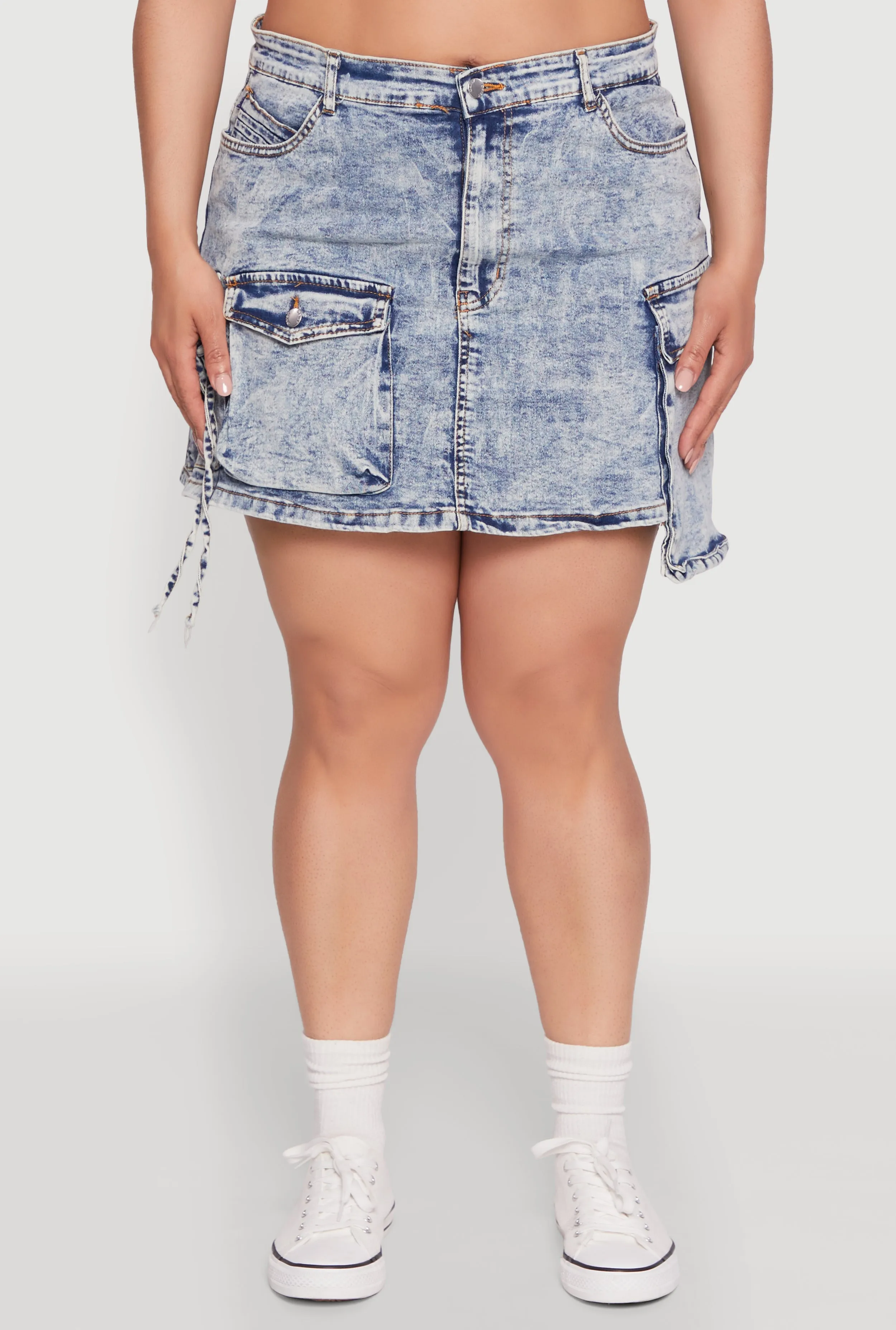 Plus Size Daisy Mineral Wash Denim Cargo Skirt sold by Rainbow product image thumbnail 5
