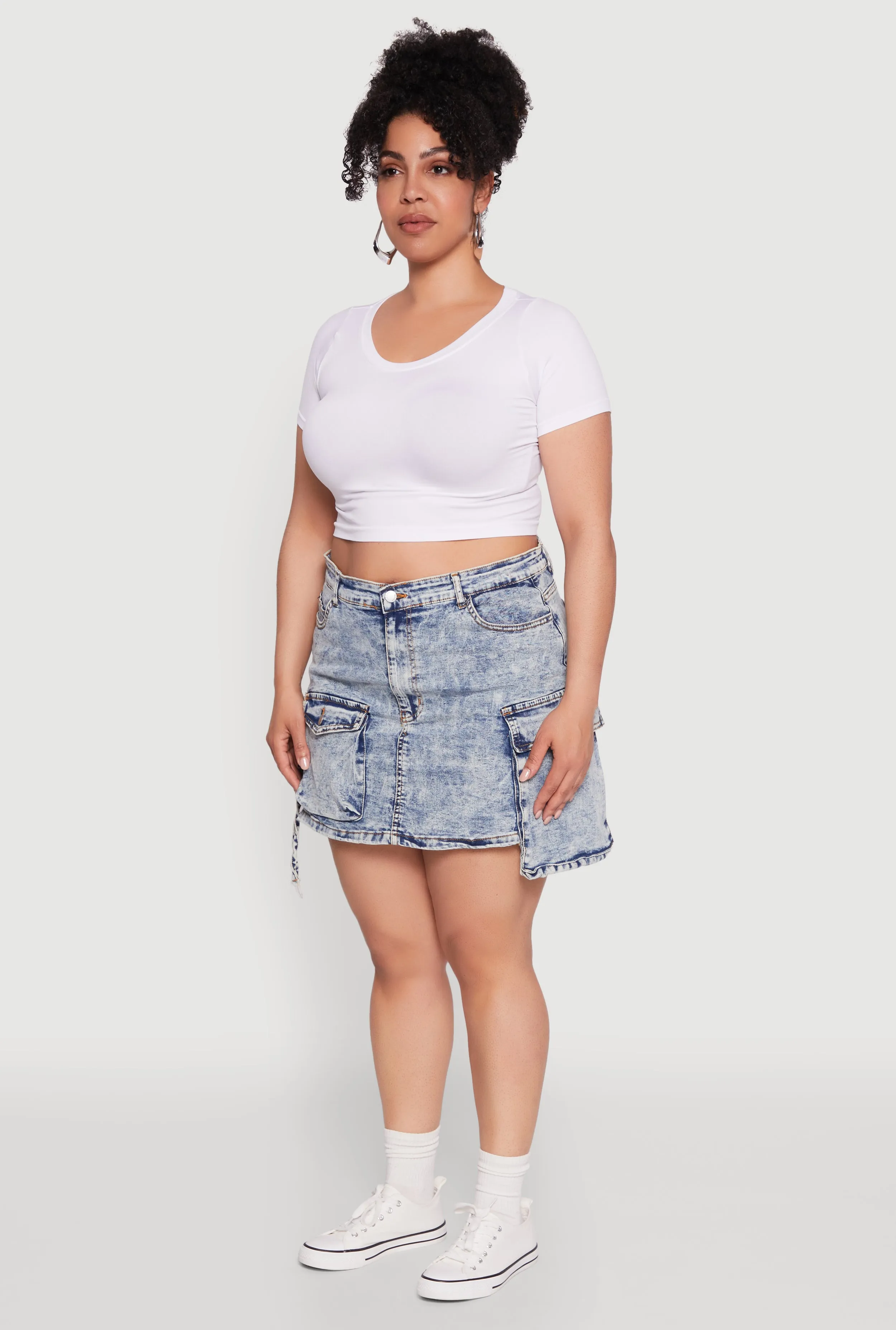 Plus Size Daisy Mineral Wash Denim Cargo Skirt sold by Rainbow product image thumbnail 3