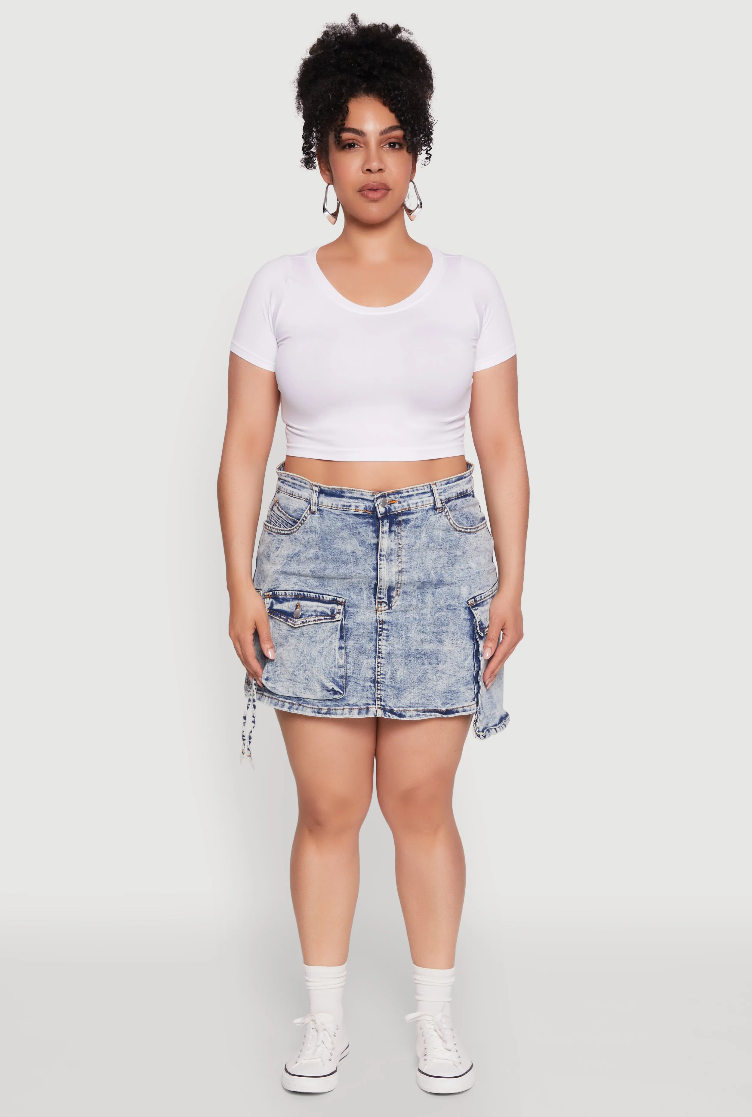 Plus Size Daisy Mineral Wash Denim Cargo Skirt sold by Rainbow product image thumbnail 2