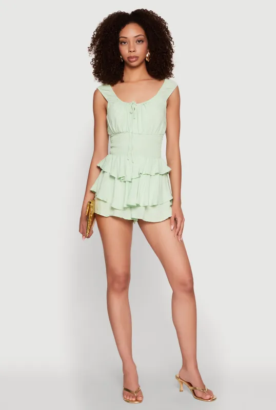 Smocked Waist Tiered Romper sold by Rainbow
