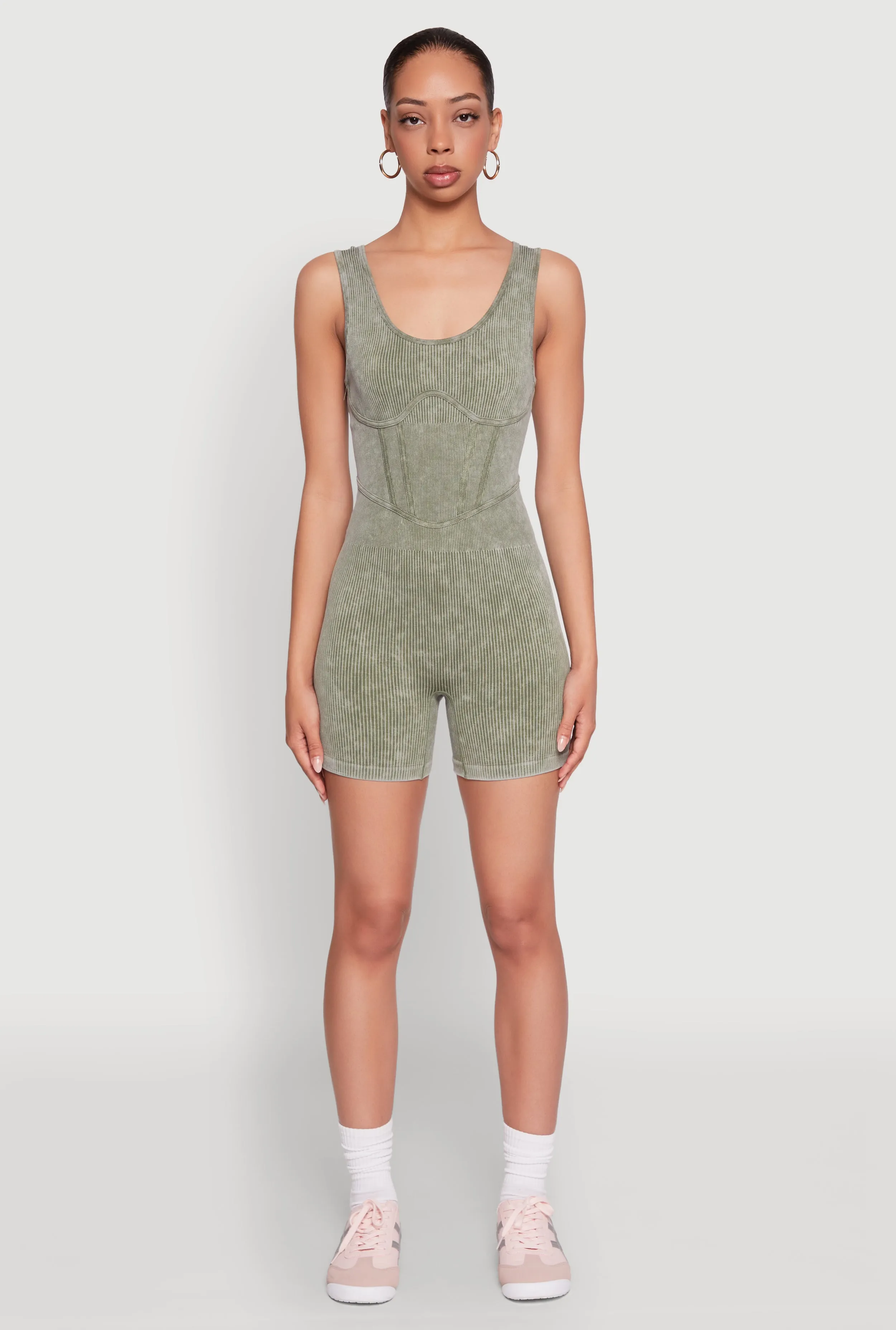 Mineral Wash Corset Detail Biker Romper sold by Rainbow product image thumbnail 2