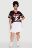 Plus Size Varsity Stripe Boss 15 Graphic Jersey sold by Rainbow