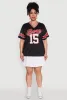 Plus Size Varsity Stripe Boss 15 Graphic Jersey sold by Rainbow