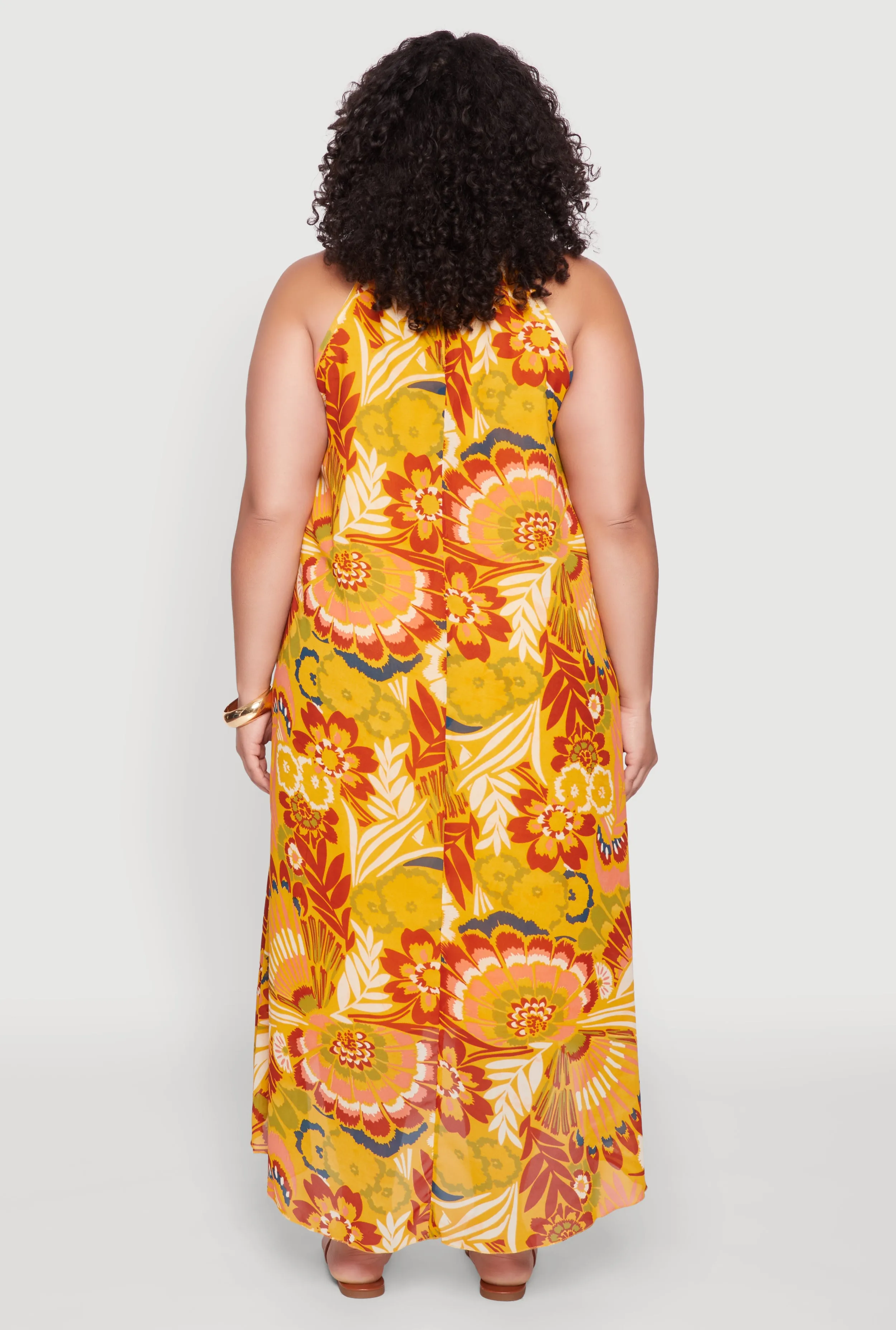Plus Size Boho Floral Print Keyhole High Low Dress sold by Rainbow product image thumbnail 5