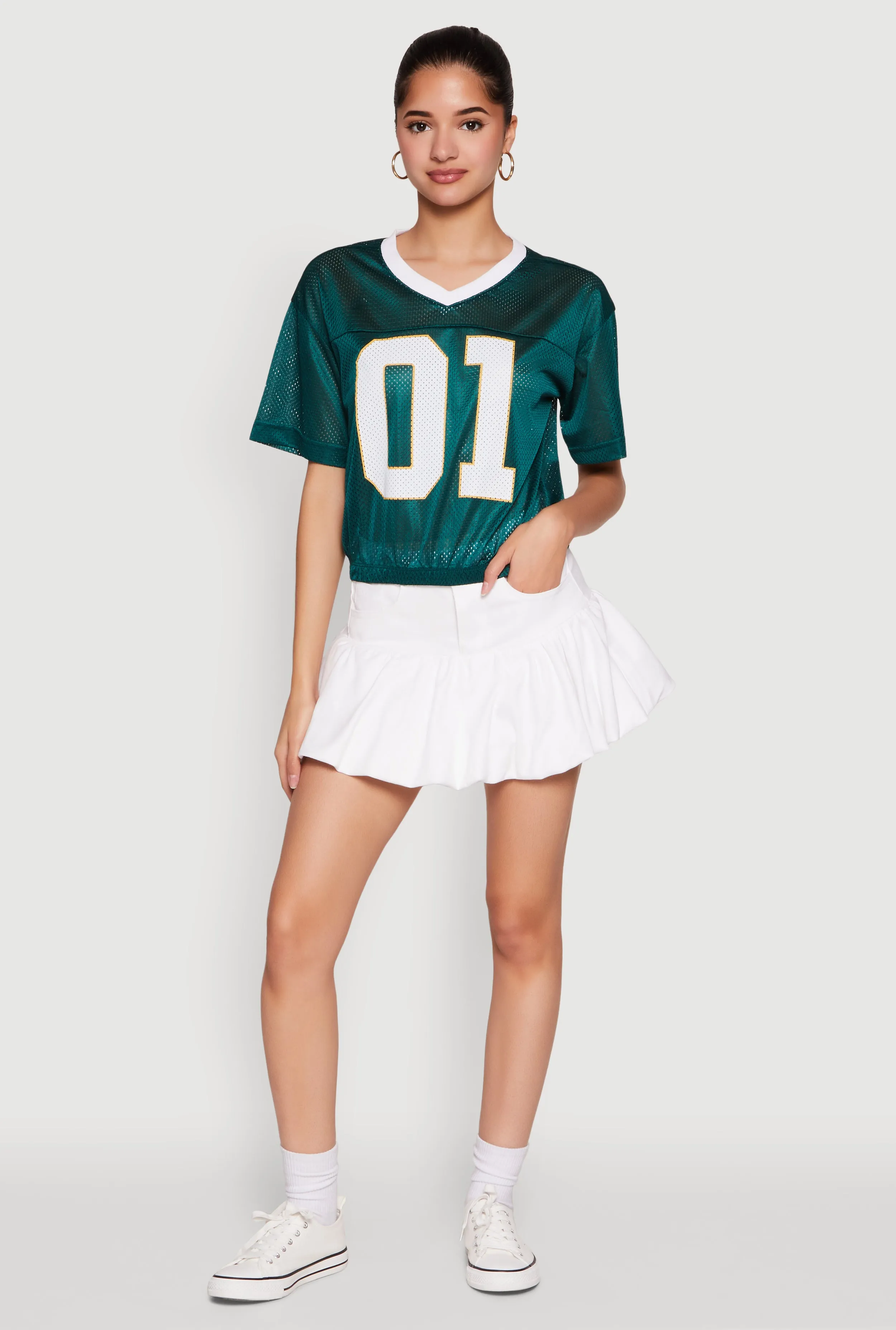 Almost Famous Graphic Jersey Mesh Crop Top sold by Rainbow