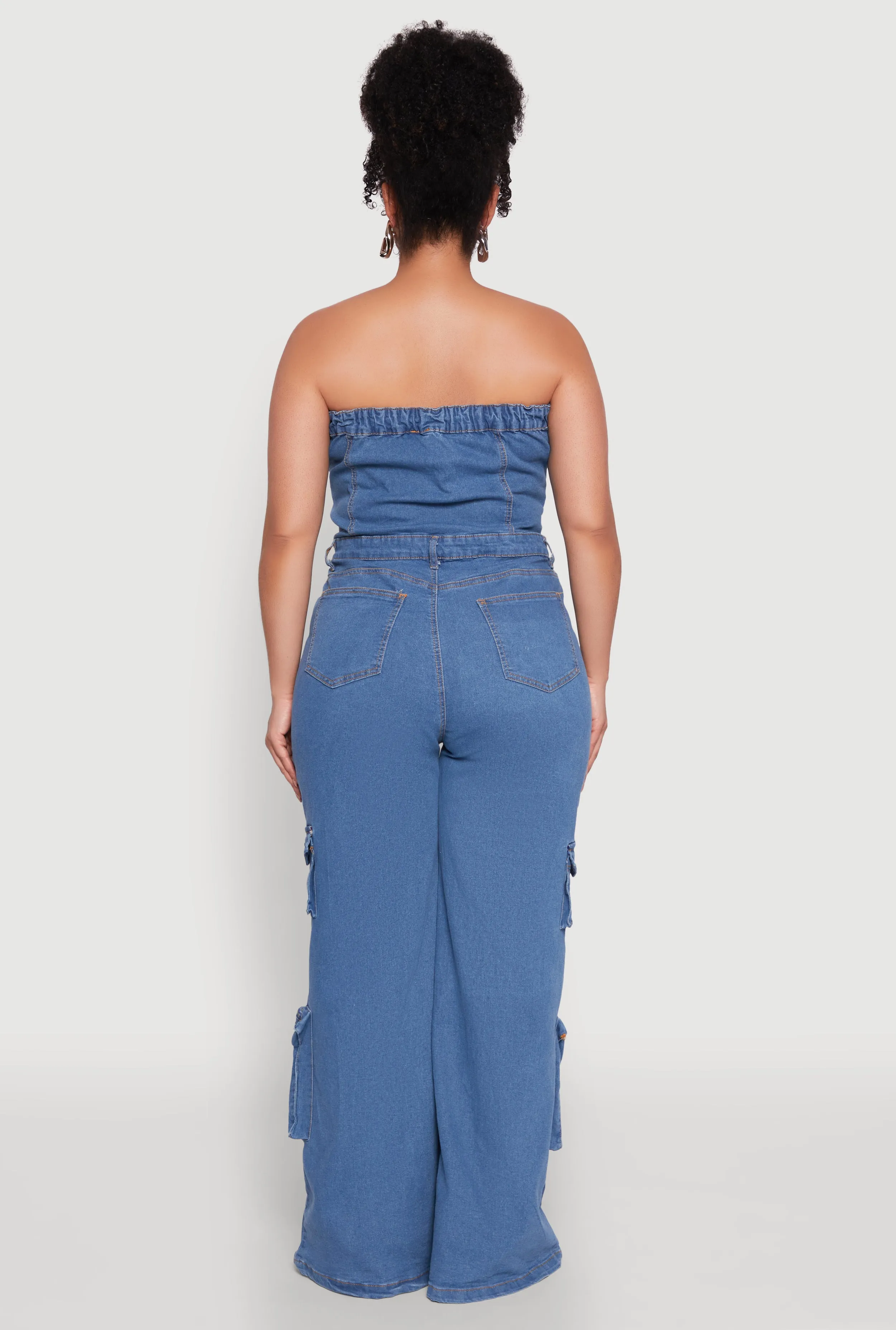 Plus Size Daisy Strapless Cargo Denim Jumpsuit sold by Rainbow product image thumbnail 5