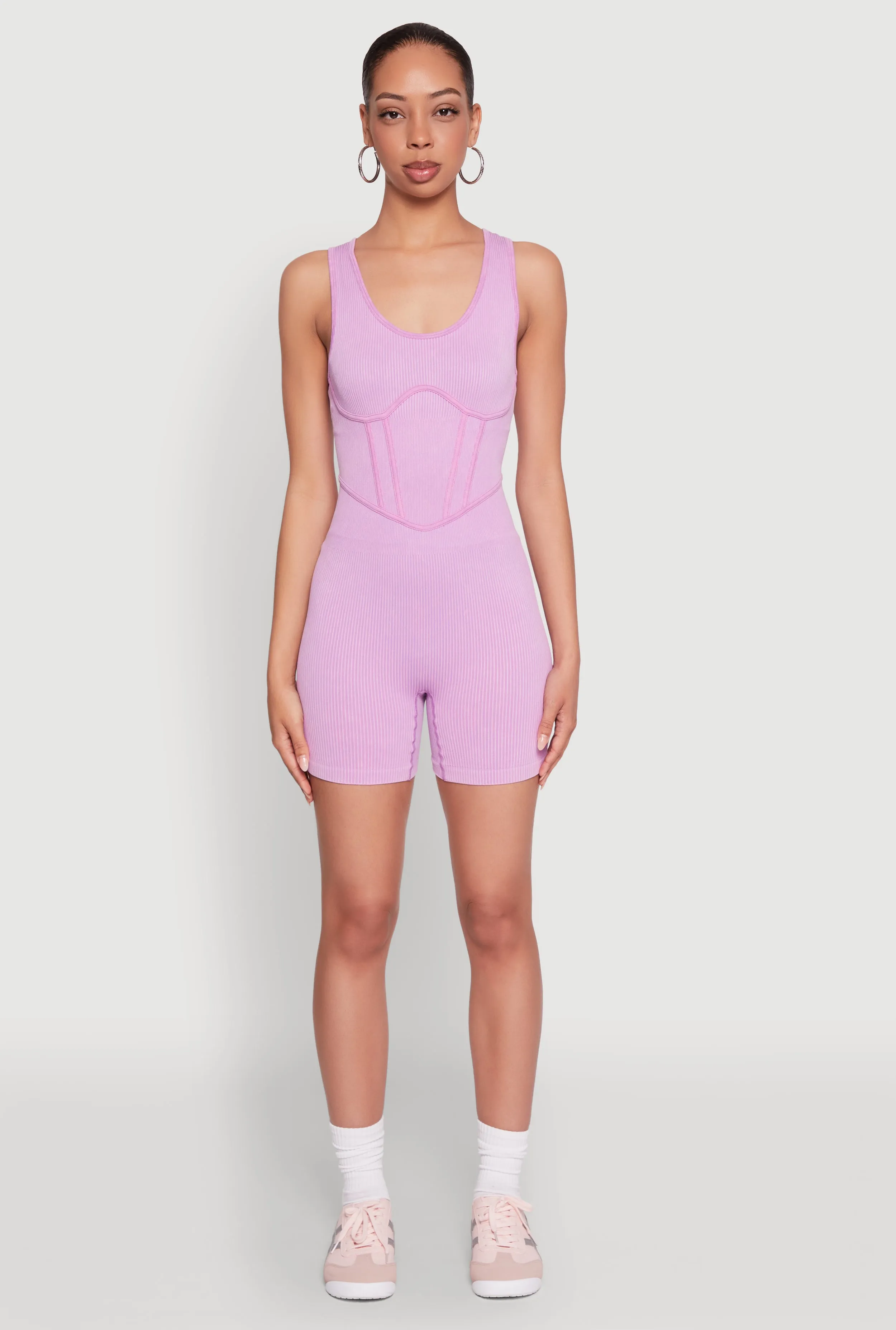 Mineral Wash Corset Detail Biker Romper sold by Rainbow product image thumbnail 2
