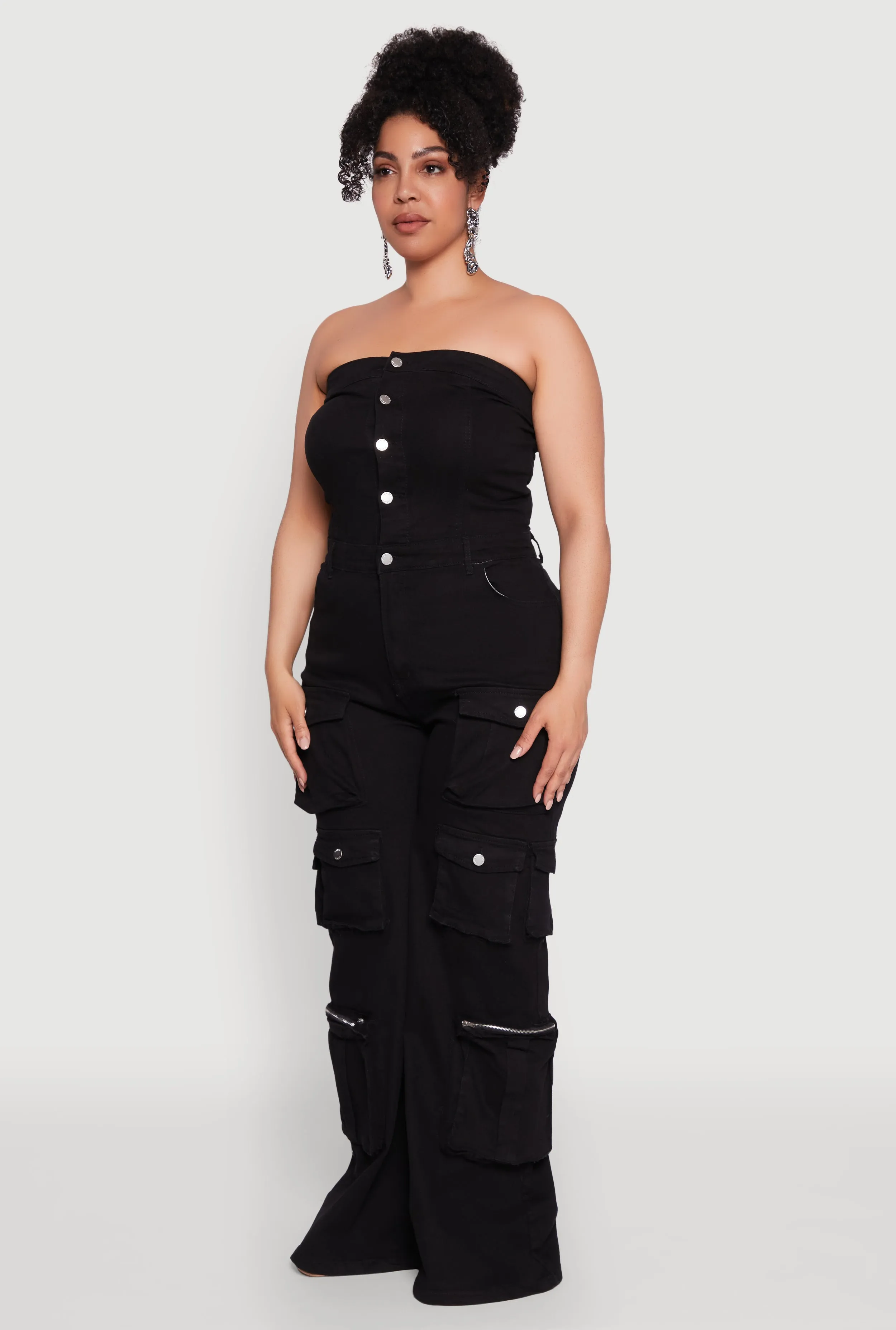 Plus Size Daisy Strapless Cargo Denim Jumpsuit sold by Rainbow product image thumbnail 3