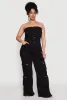 Plus Size Daisy Strapless Cargo Denim Jumpsuit sold by Rainbow