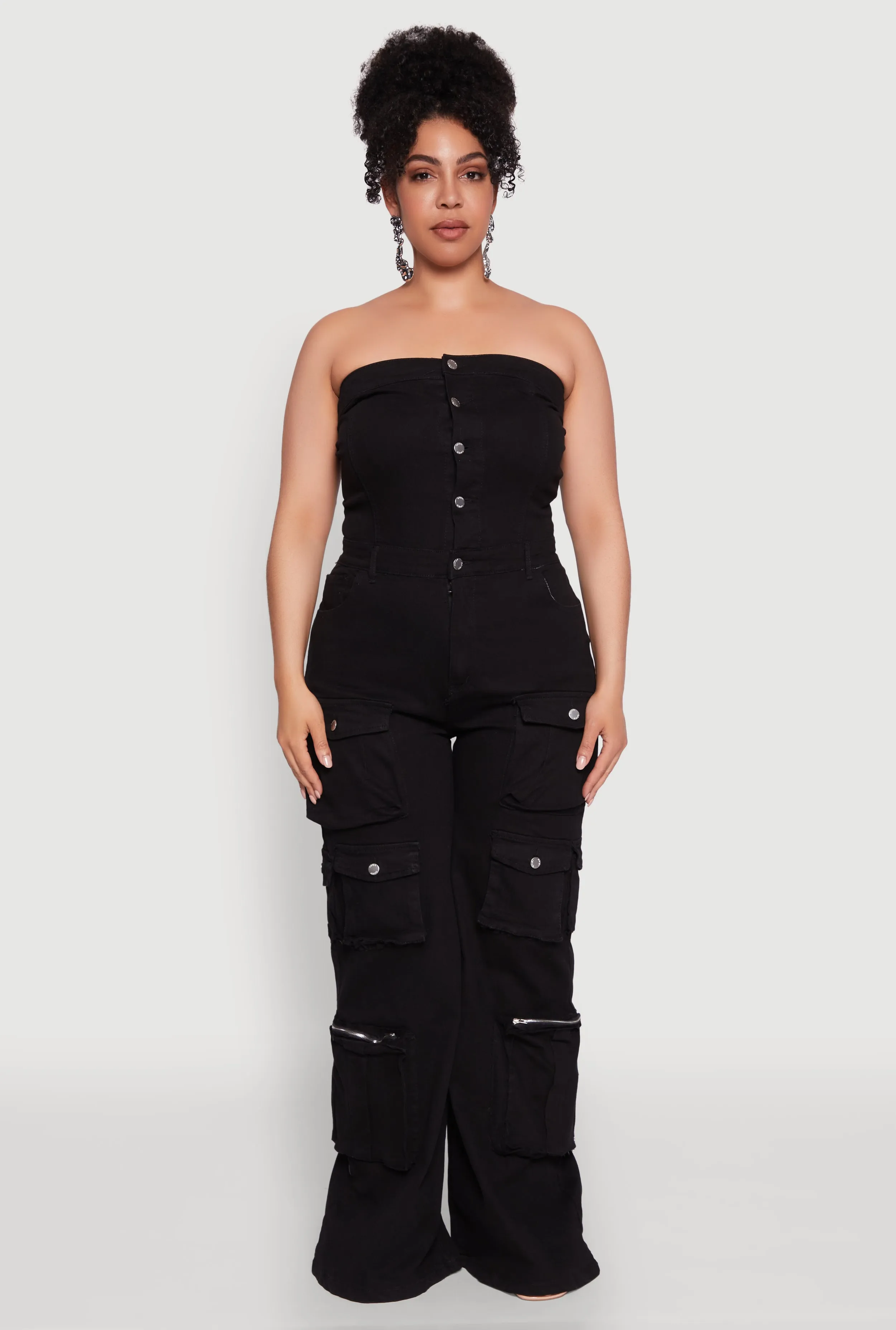 Plus Size Daisy Strapless Cargo Denim Jumpsuit sold by Rainbow product image thumbnail 2