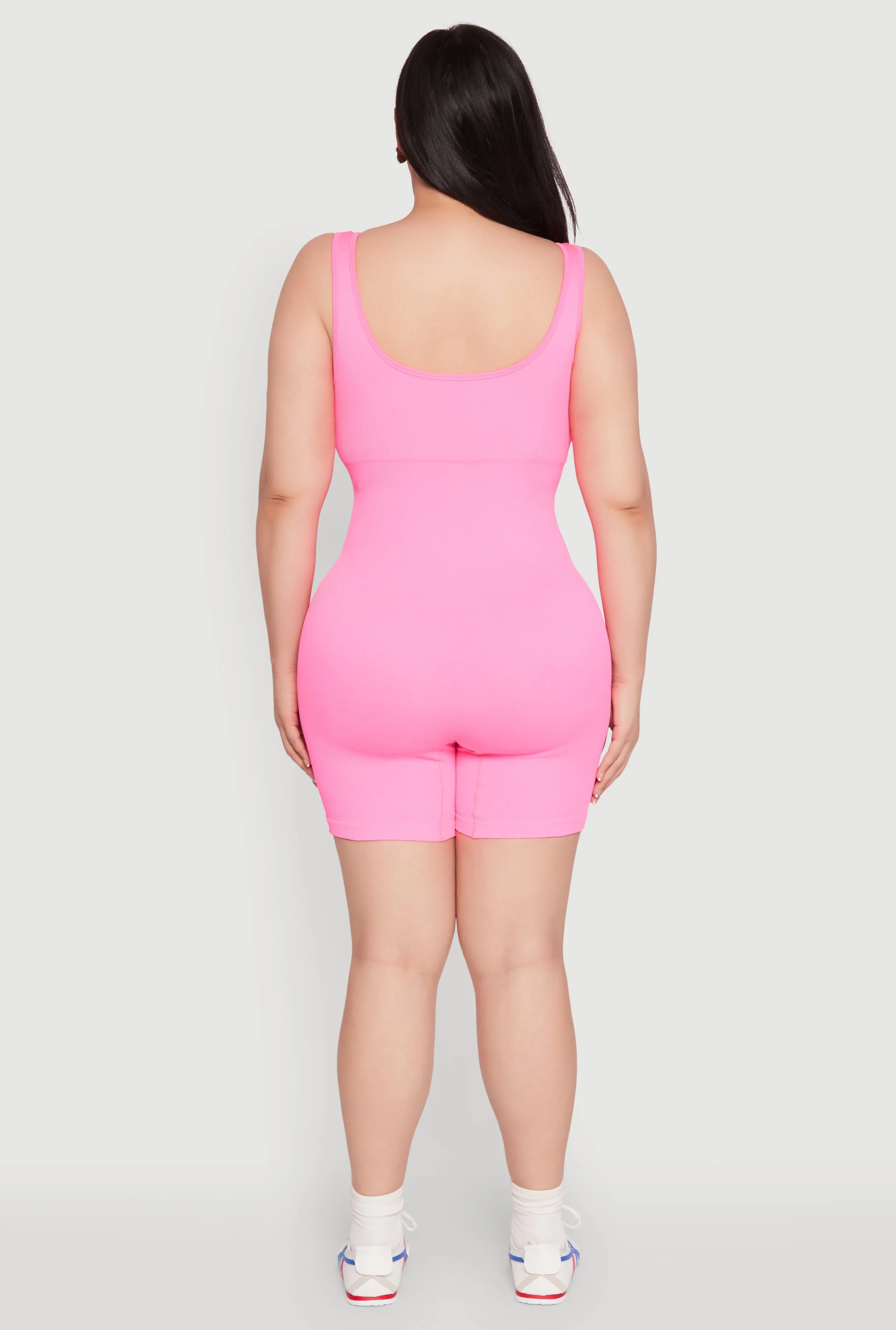 Plus Size Seamless Ribbed Sleeveless Biker Romper sold by Rainbow product image thumbnail 5