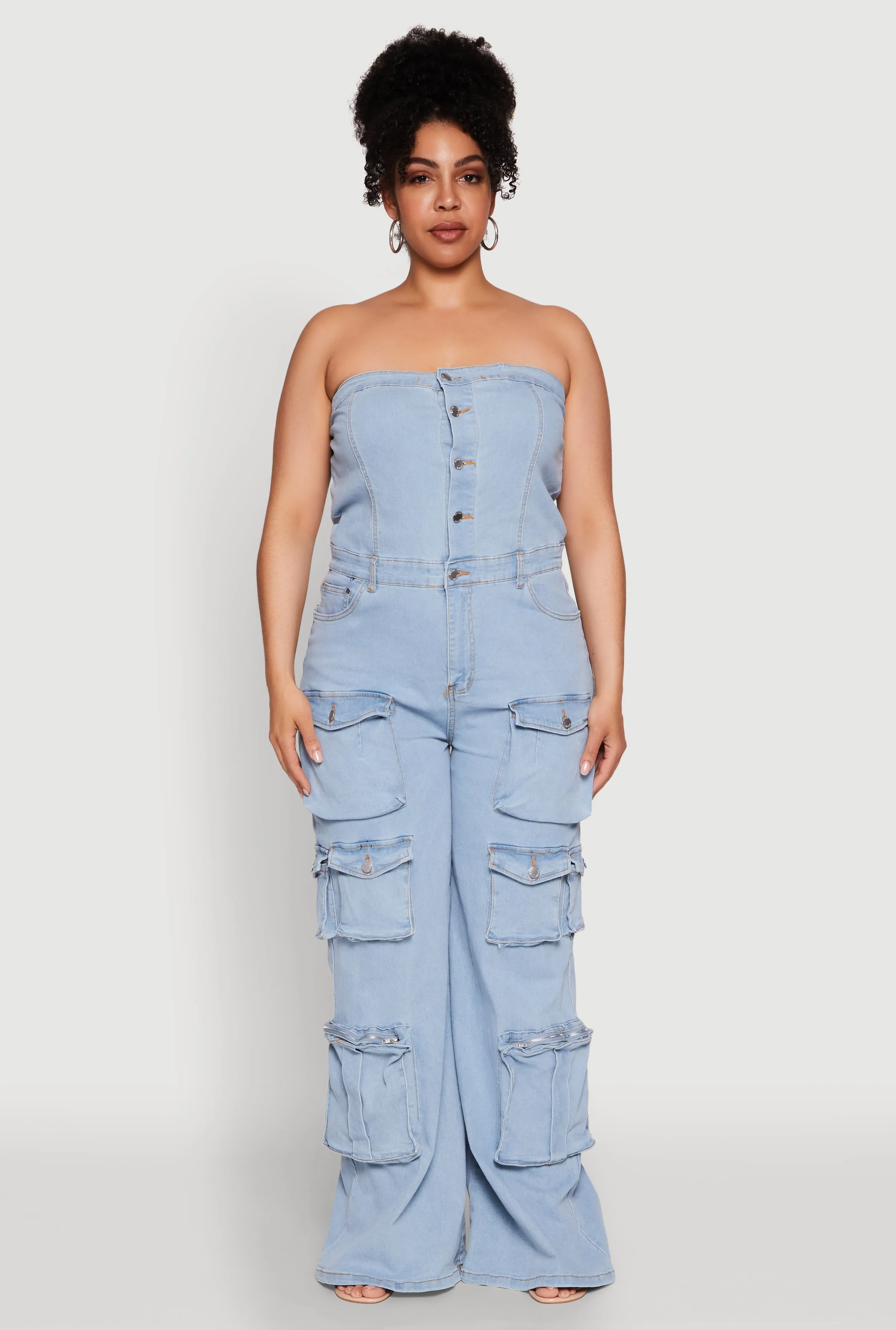 Plus Size Daisy Strapless Cargo Denim Jumpsuit sold by Rainbow product image thumbnail 2