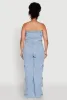 Plus Size Daisy Strapless Cargo Denim Jumpsuit sold by Rainbow