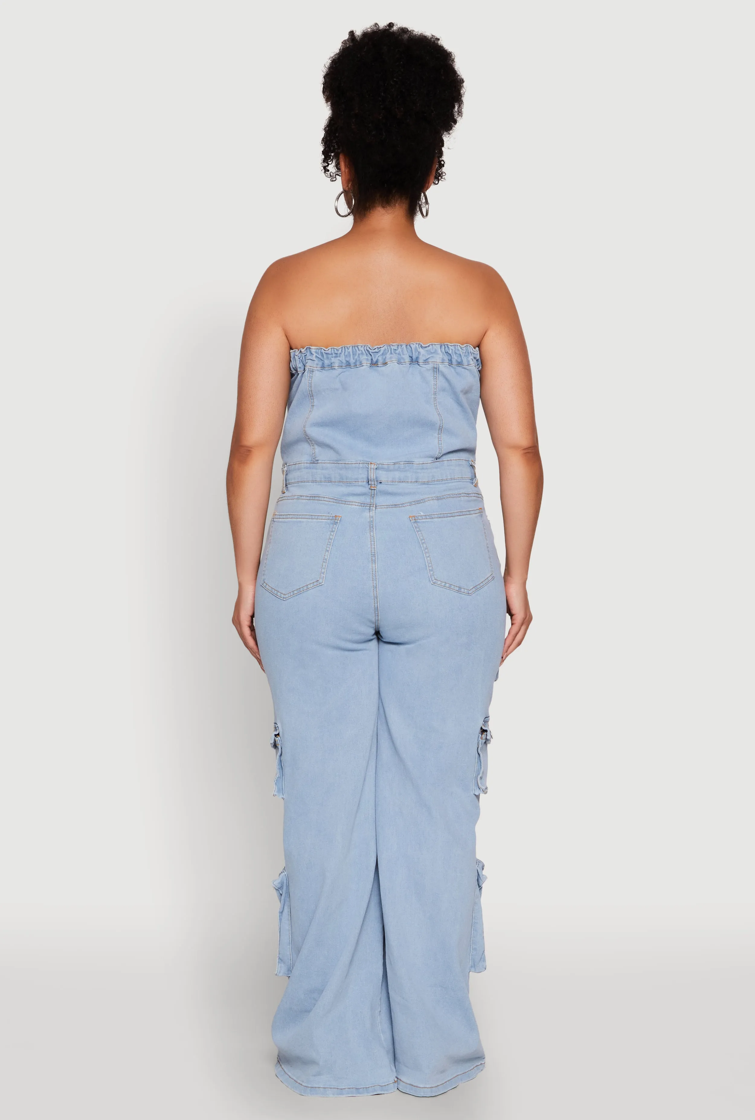 Plus Size Daisy Strapless Cargo Denim Jumpsuit sold by Rainbow product image thumbnail 5