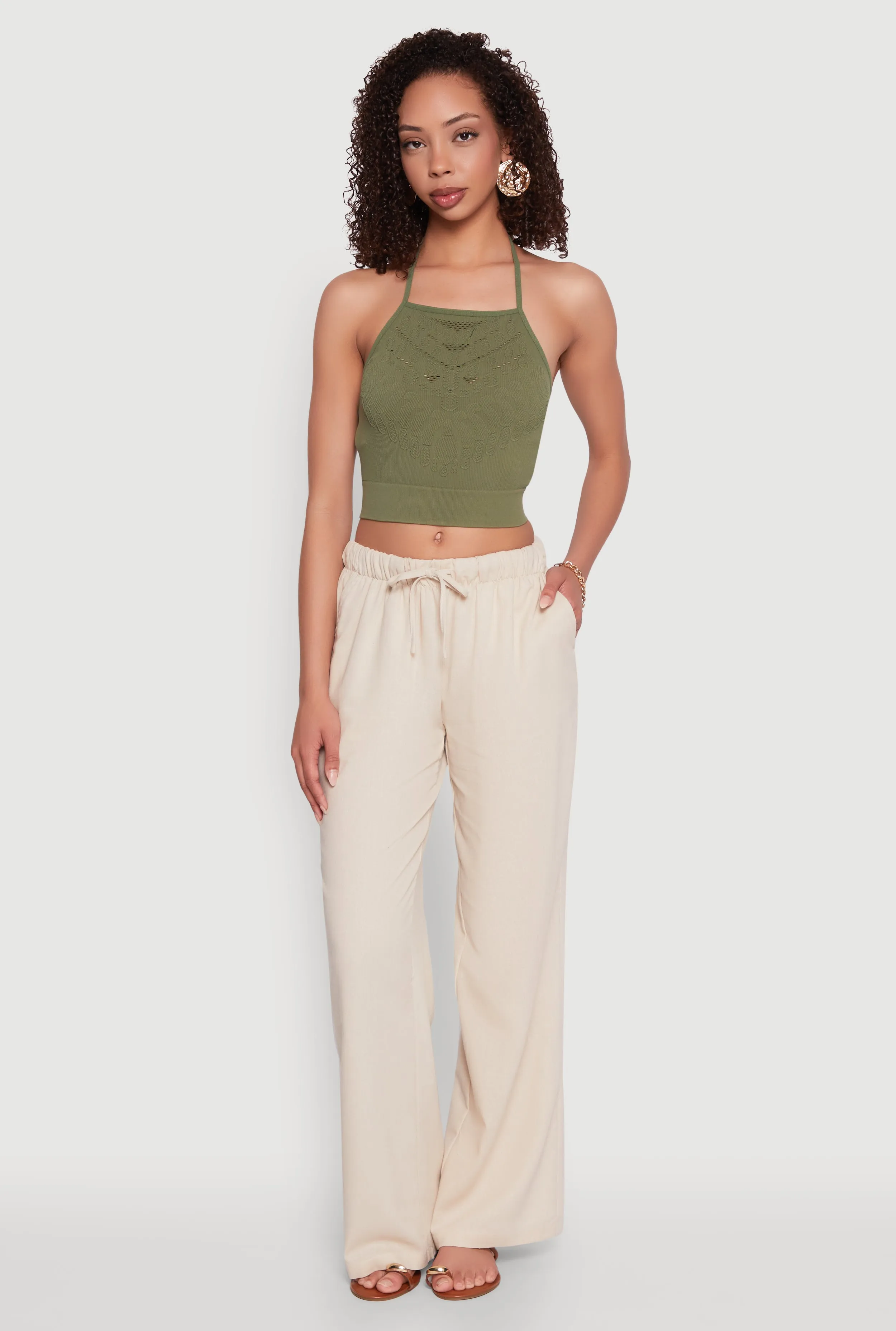 Seamless Laser Cut Cropped Halter Top sold by Rainbow product image thumbnail 3