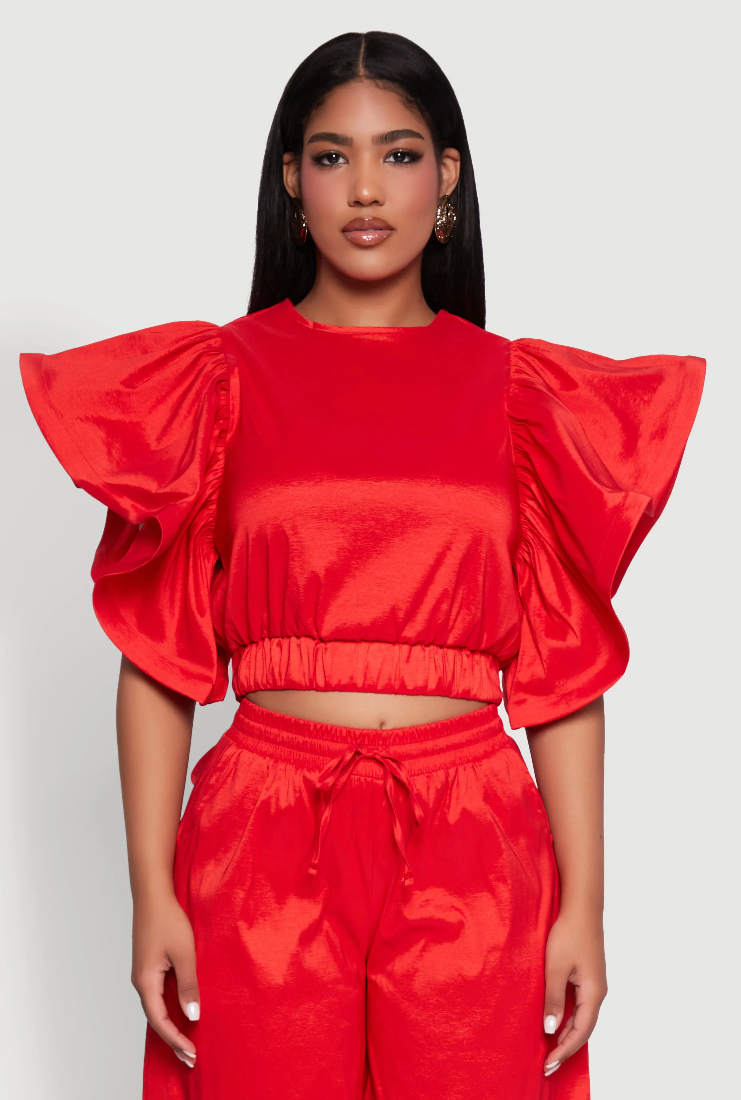 Flutter Sleeve Crop Top sold by Rainbow