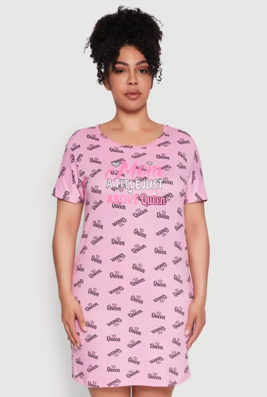 Plus Size Above Queen Graphic Sleepshirt sold by Rainbow