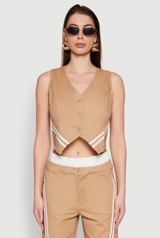Varsity Stripe Button Front Cropped Blazer Vest sold by Rainbow